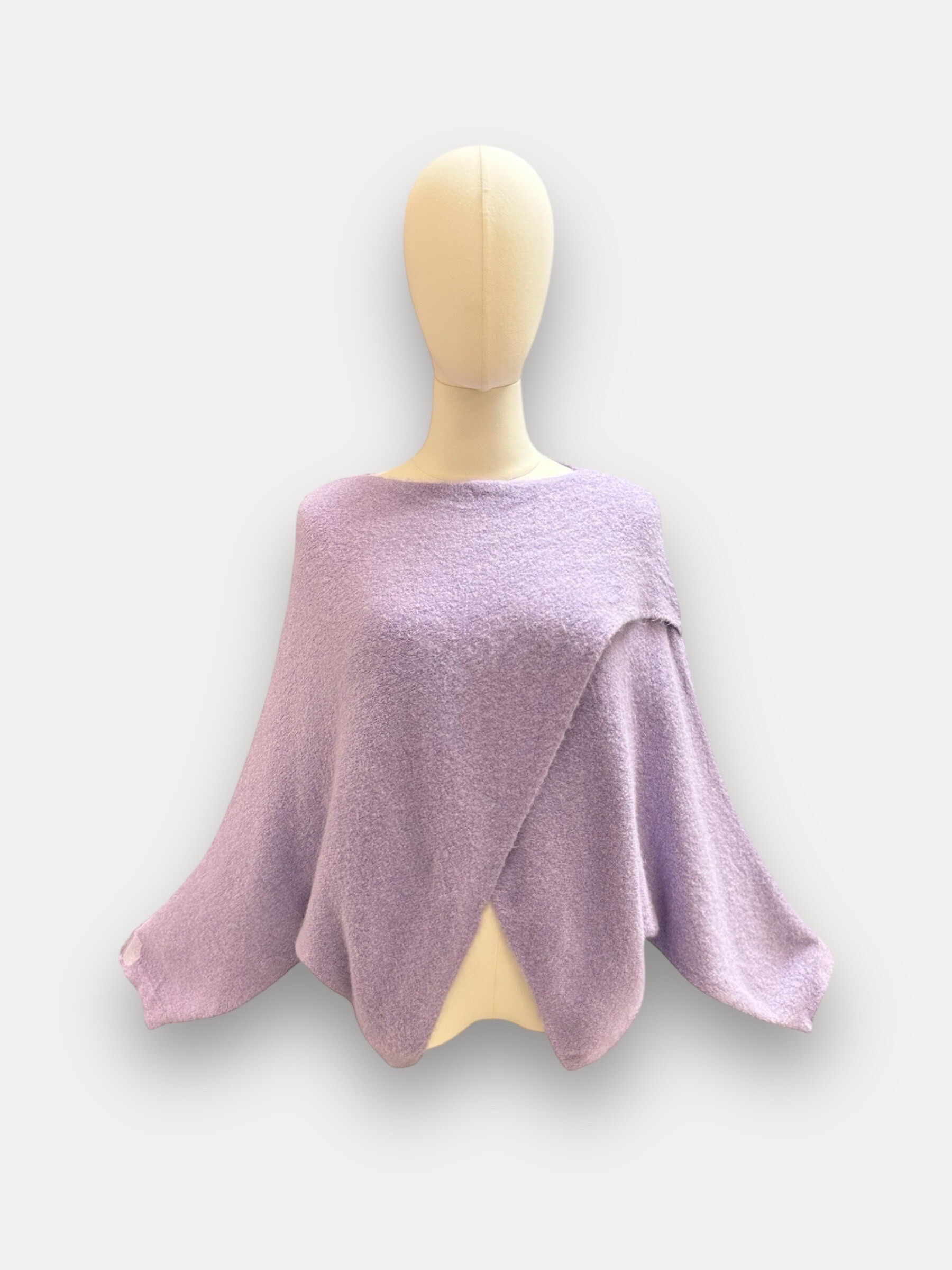Wholesaler J&L - Cape Style Asymmetrical Crossover Long Sleeve Sweater