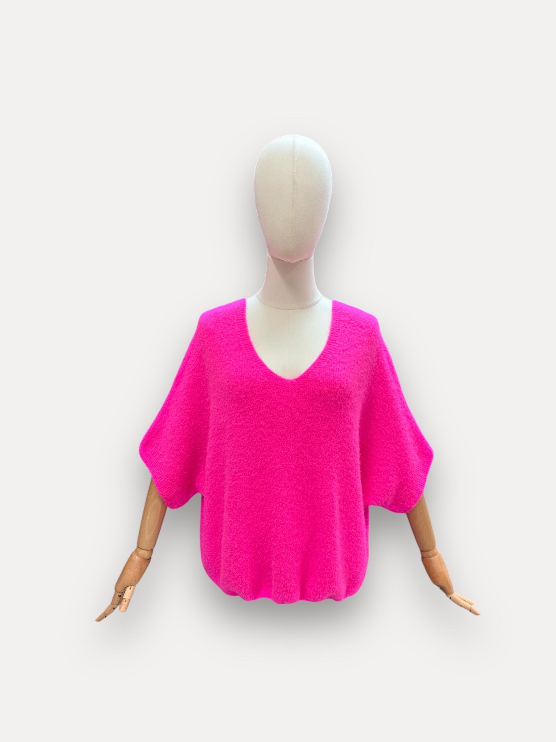 Grossista J&L - Maglione ultra morbido a maniche 3/4 con scollo a V