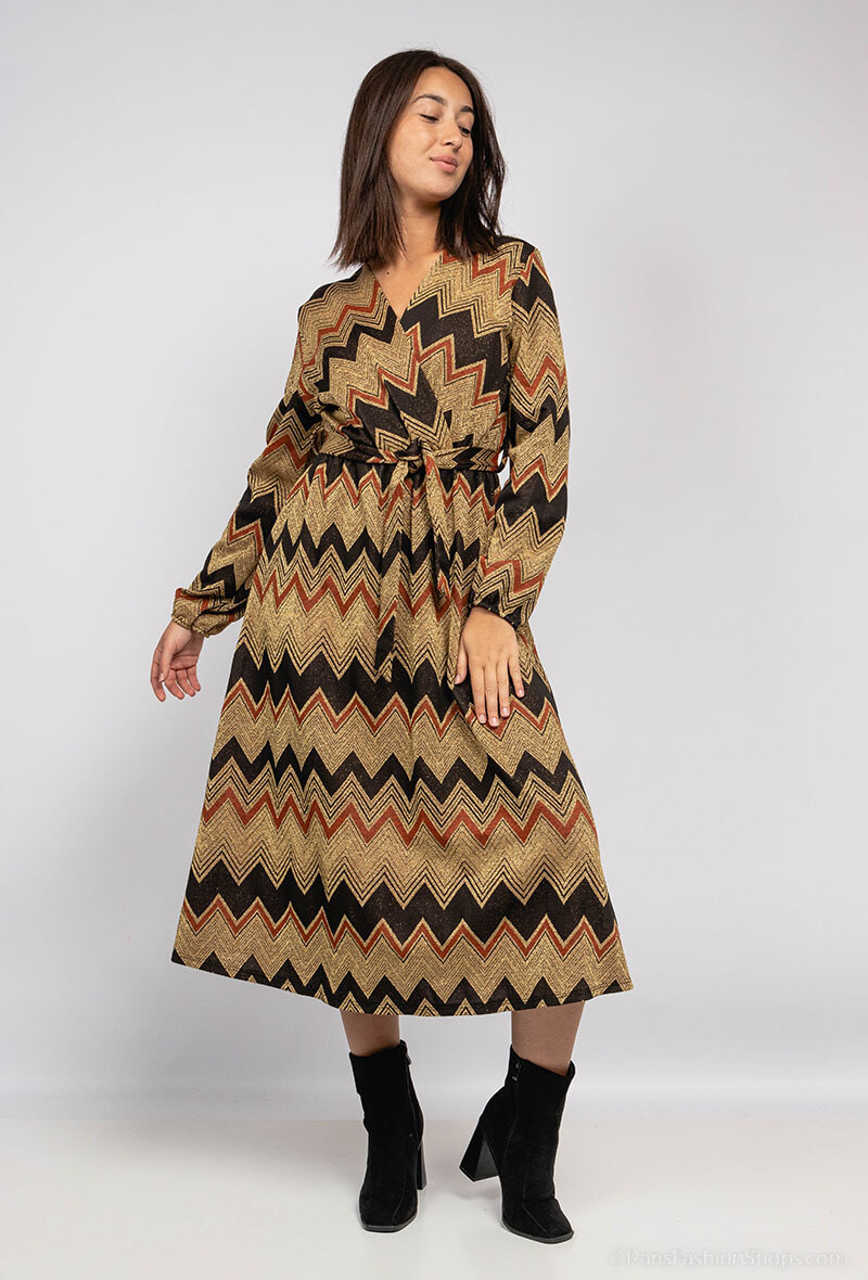 Wholesaler J&L - Wrap dress with geometric pattern