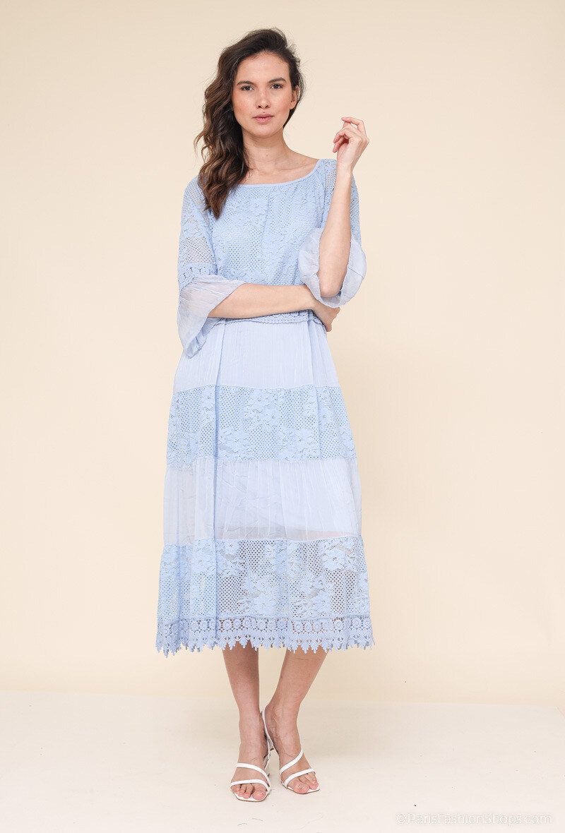 Grossiste J&L - Robe dentelle soie