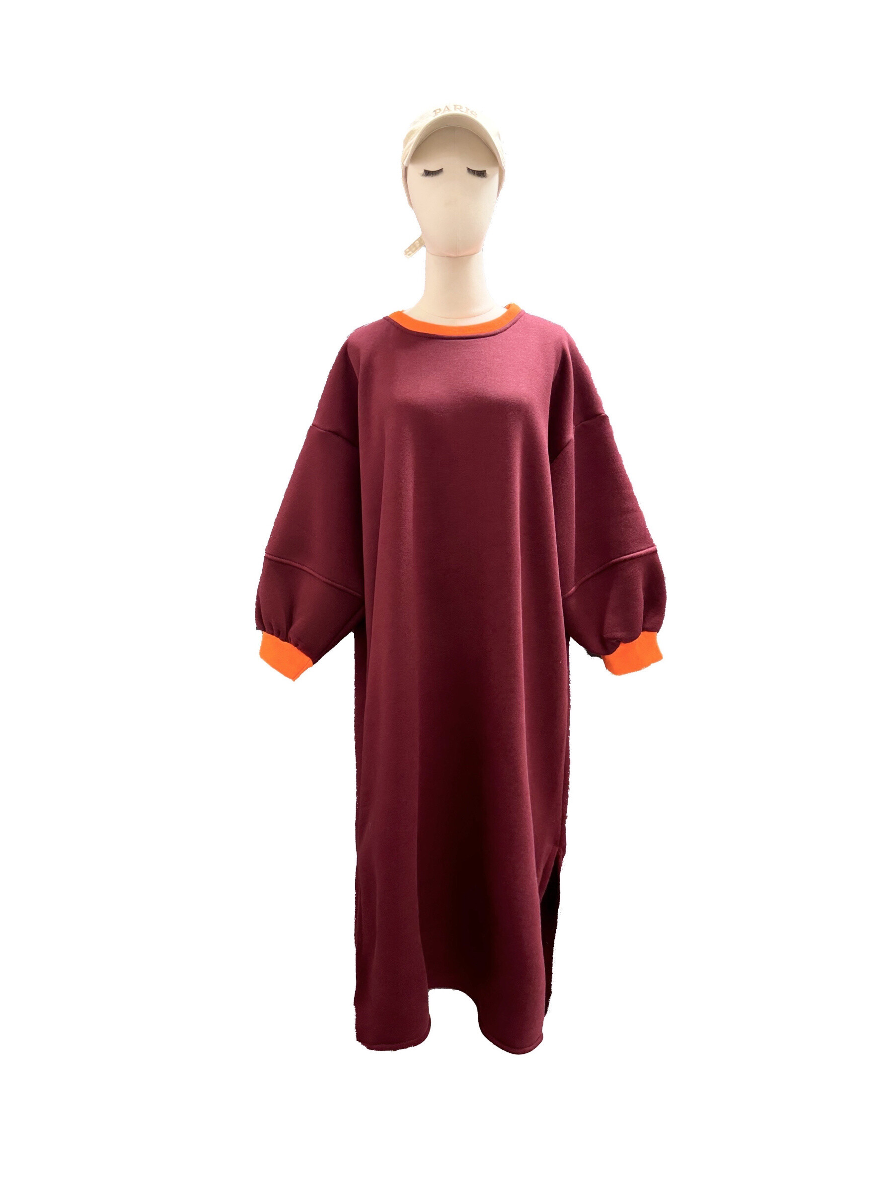 Wholesaler J&L - Long Sleeve Sweatshirt Dress With Colorful Trim