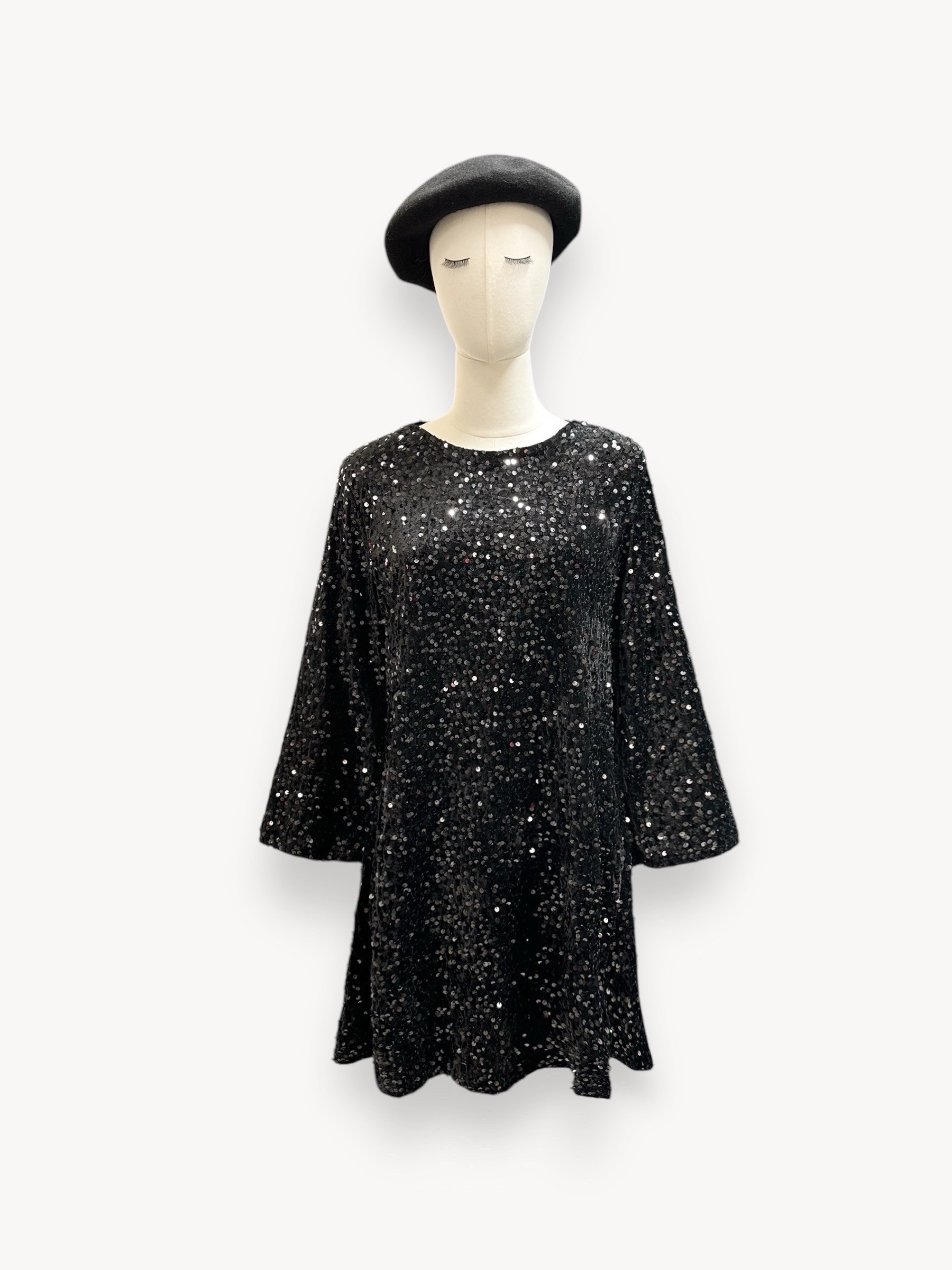 Wholesaler J&L - LAYLA Velvet Sequin Midi Dress with 7/8 Sleeves