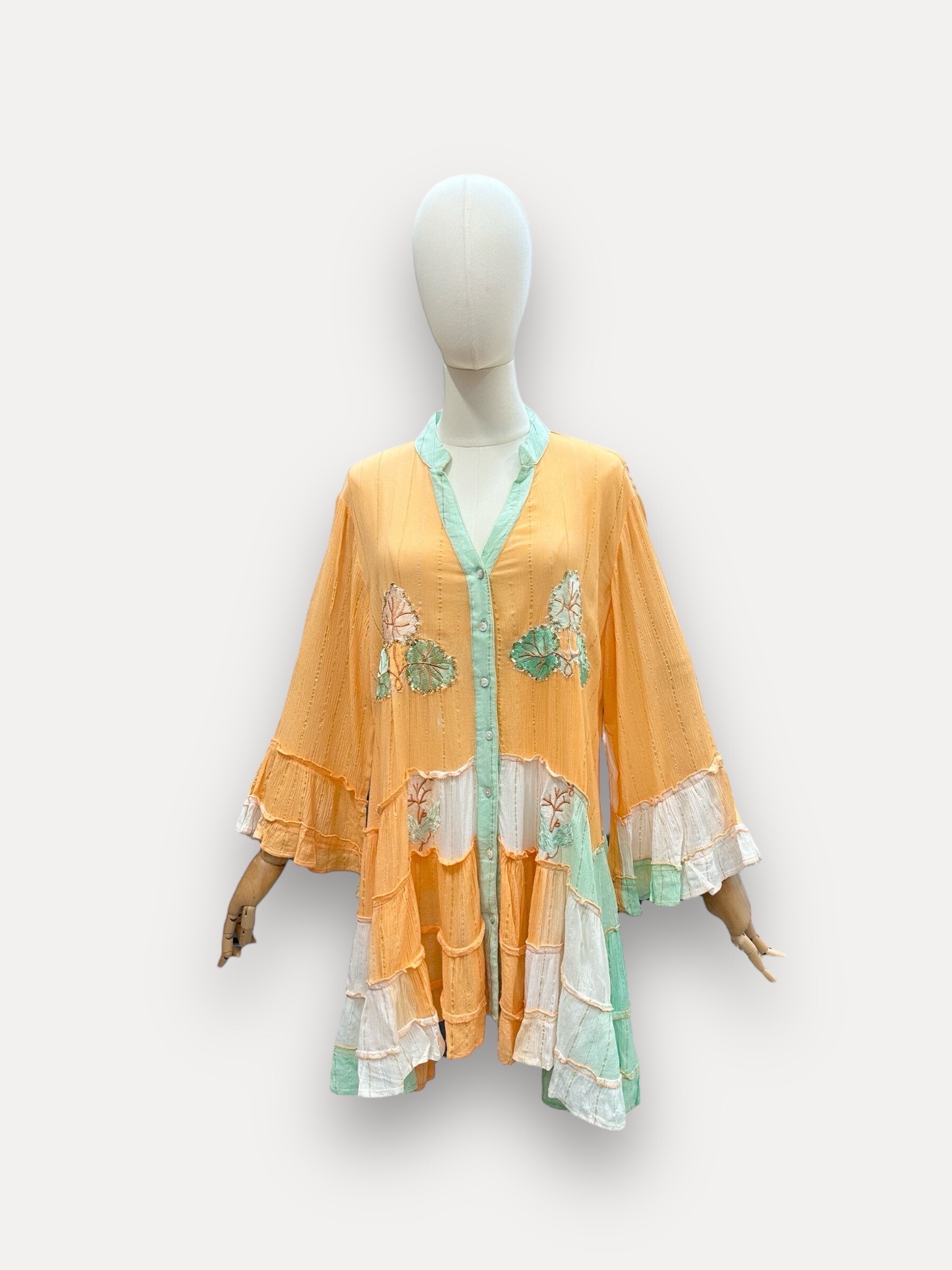 Wholesaler J&L - Multi -color long dress with natural and pailet embroidery