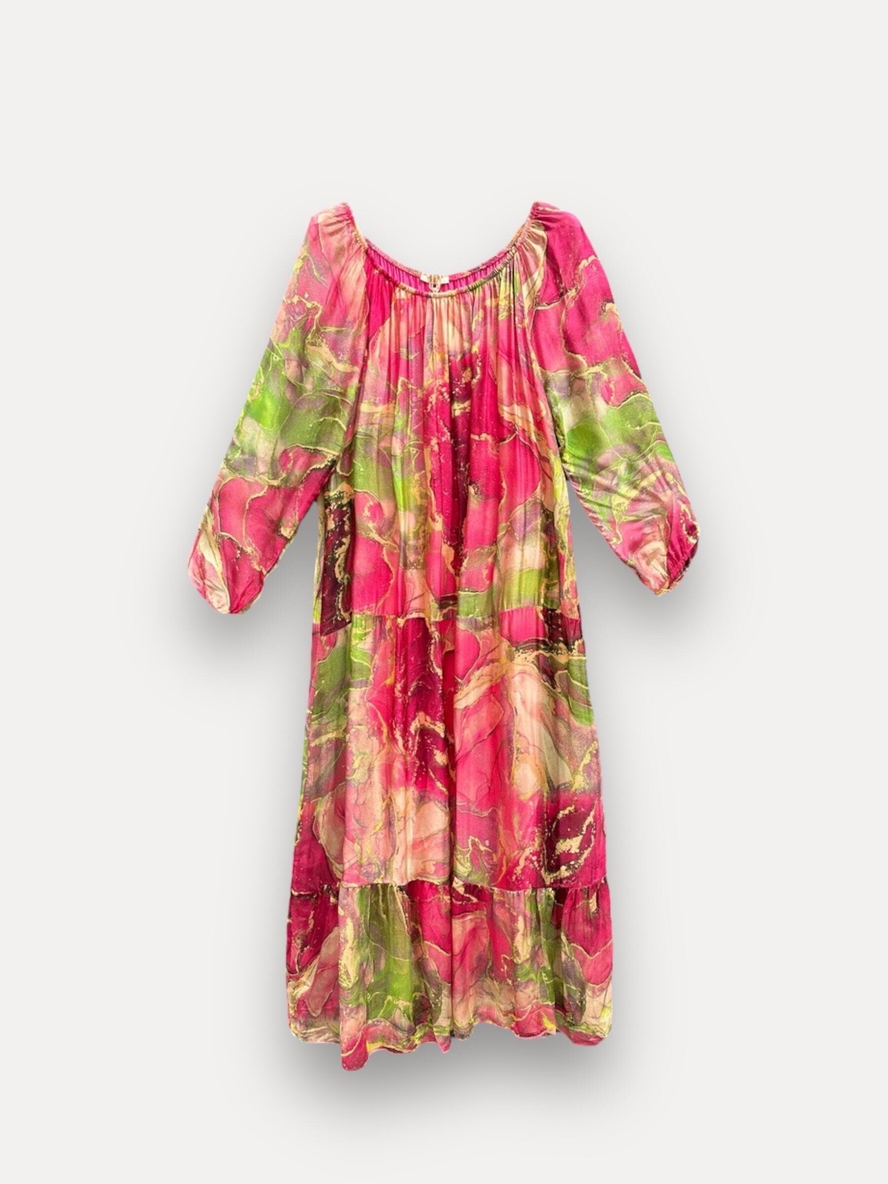 Wholesaler J&L - Maximum dress with long silk with flower pattern