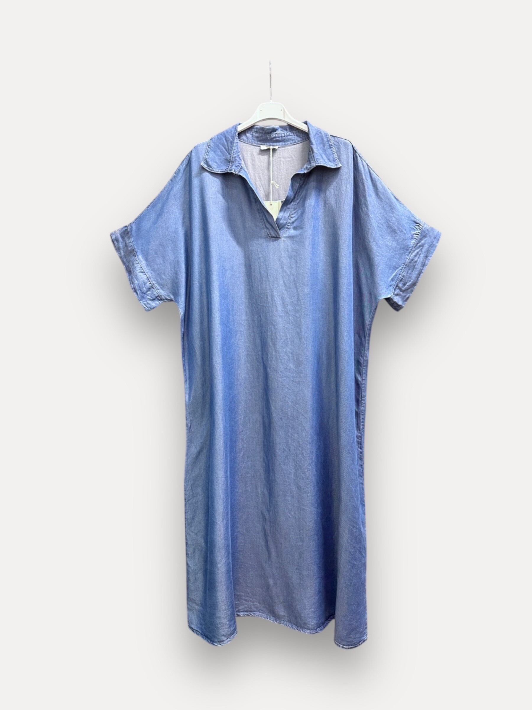 Grossiste J&L - Robe MIDI À Manches Courtes Effet Jean