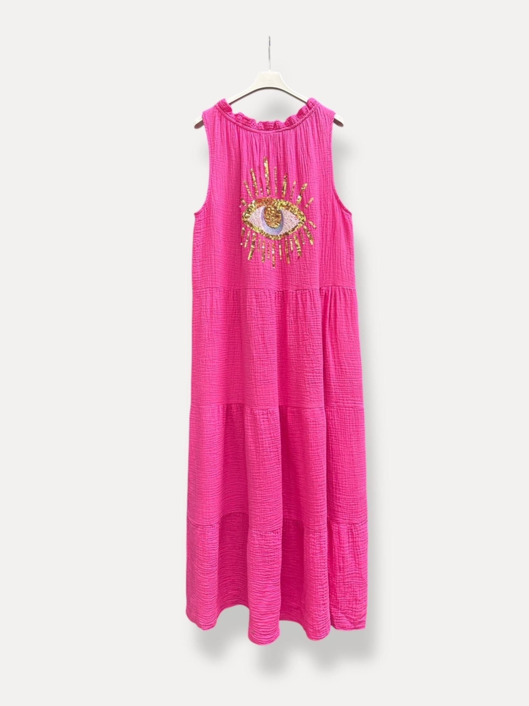 Wholesaler J&L - Corner -free Pauline Dress with Sequin eye pattern