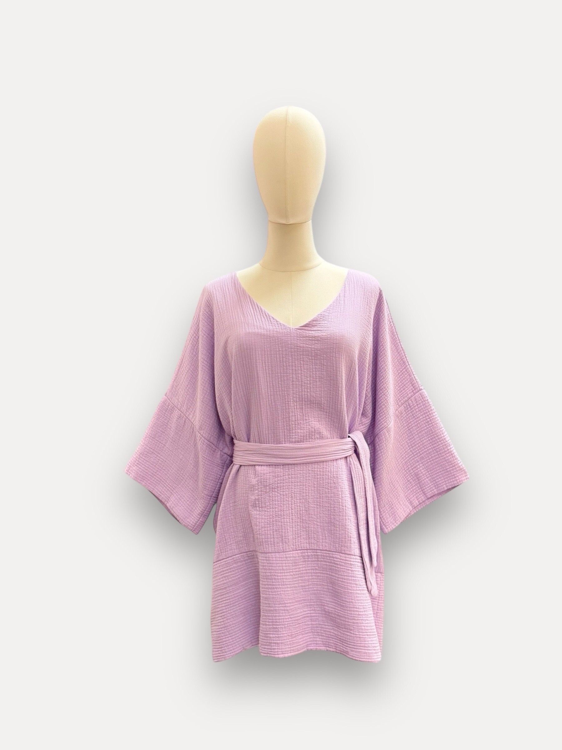 Wholesaler J&L - Mid-long sleeve dress 3/4 in cotton gas with matching belt