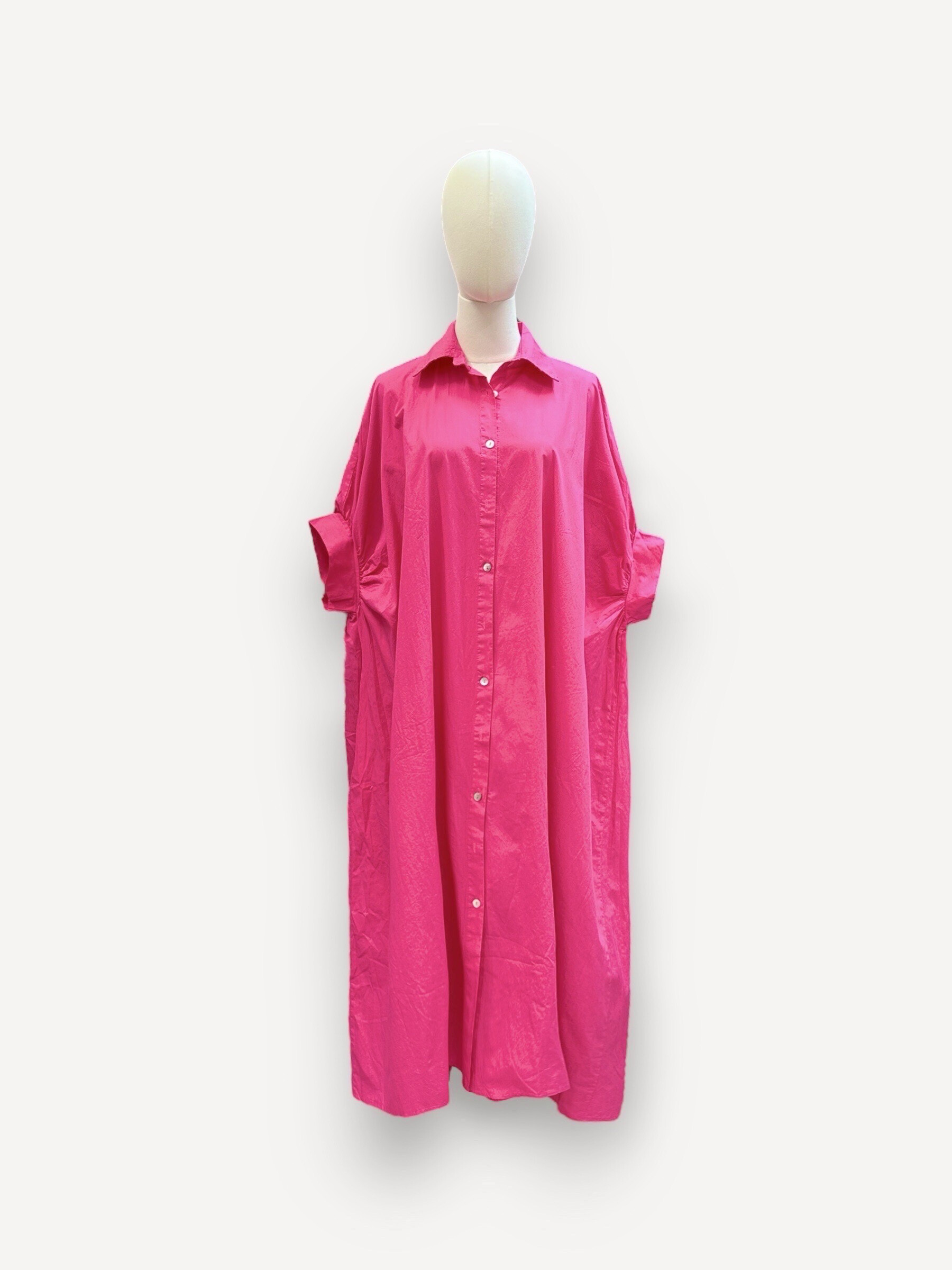 Grossiste J&L - Robe Chemise Longue KELLY À Manches Courtes Uni