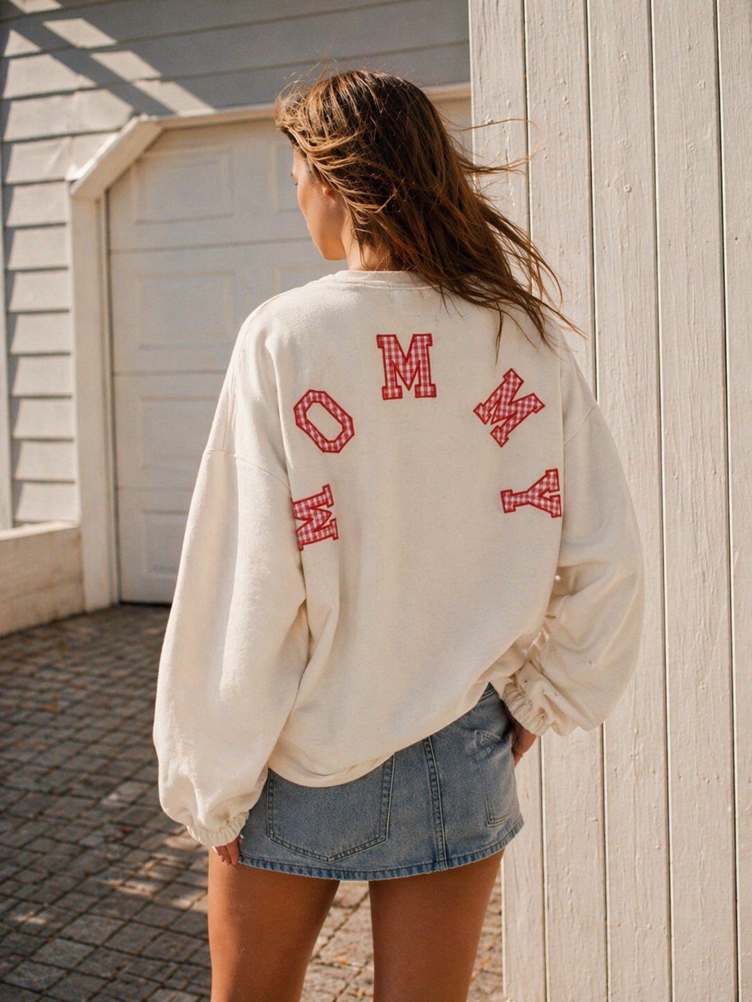 Grossiste J&L - Sweat Oversize À Manches Bouffantes Avec Lettrage Dos Mommy
