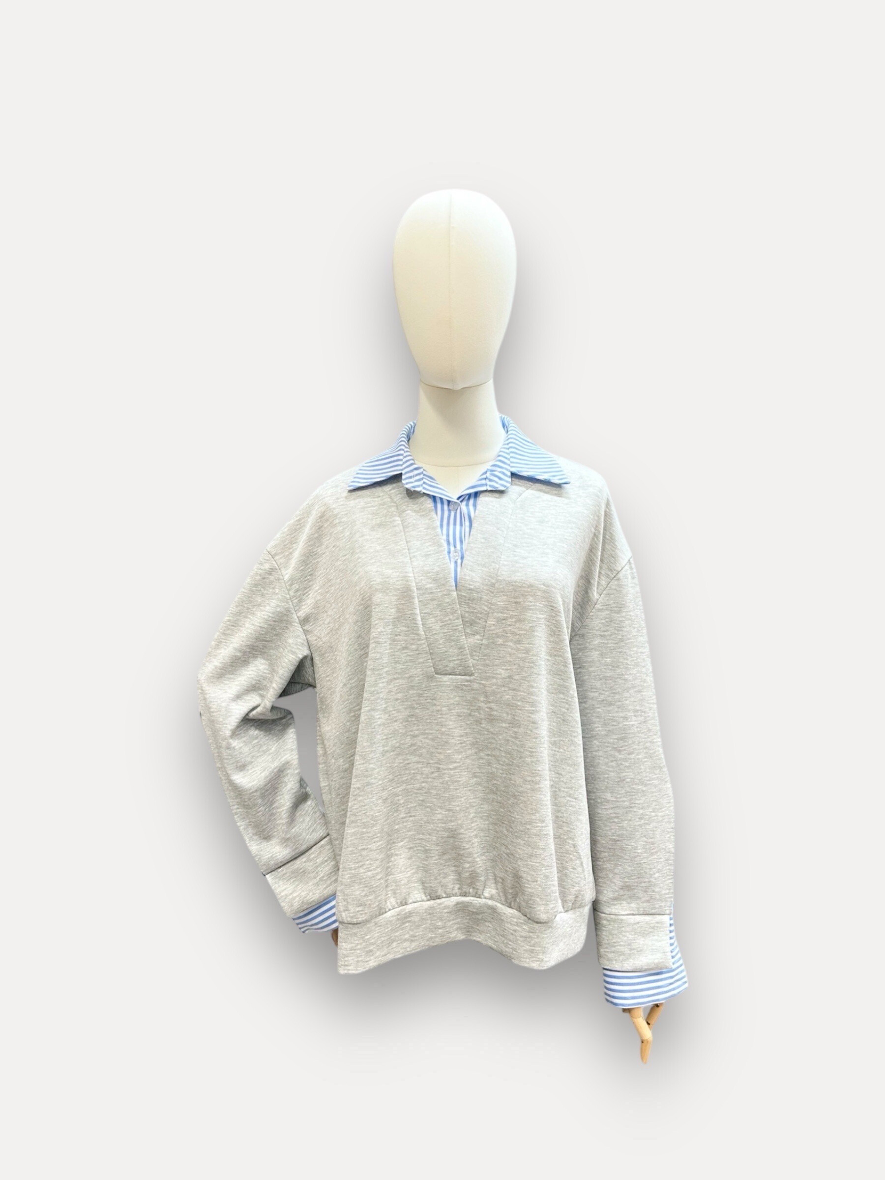 Wholesaler J&L - Long sleeve sweatshirt in Bi Materials High Double Effects