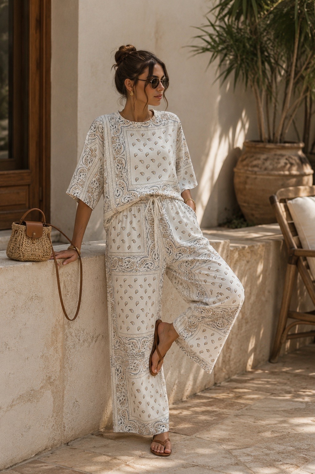 Großhändler J&L - Weit geschnittenes T-Shirt mit grafischem Bandana-Print
