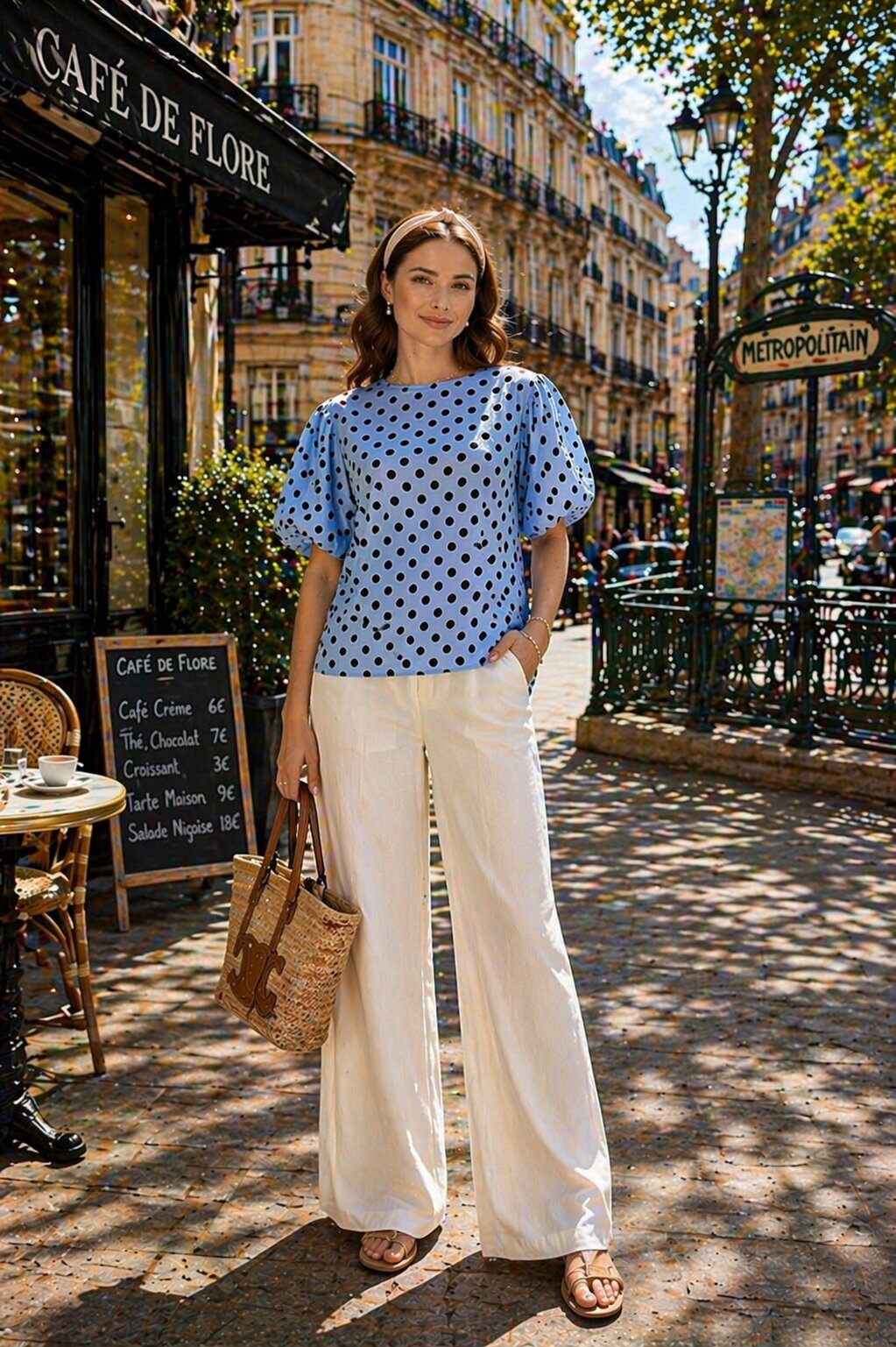 Grossista J&L - Top fluido a pois con maniche a sbuffo strutturate