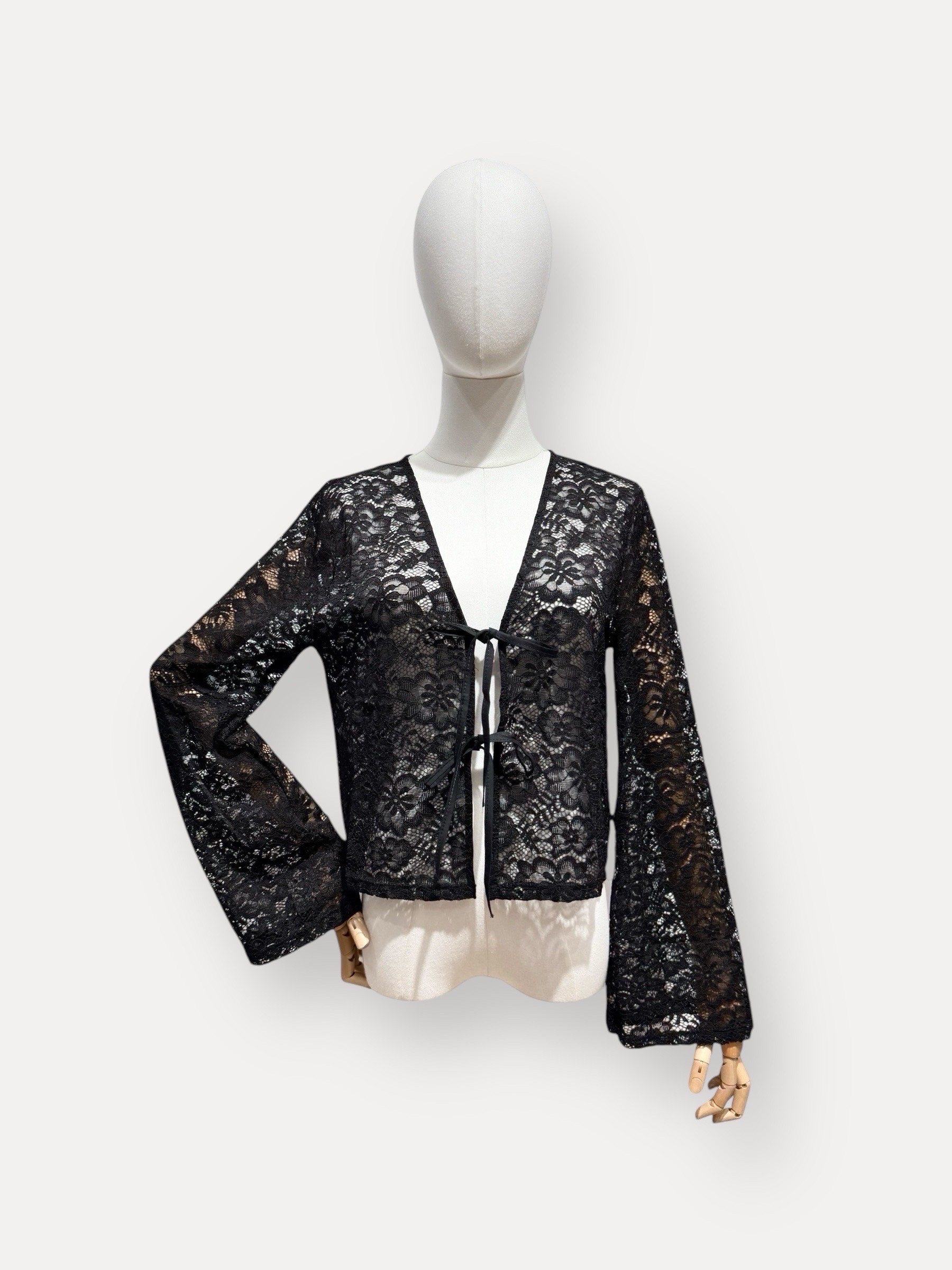 Wholesaler J&L - RINA Long Sleeve Lace-Up Lace Top