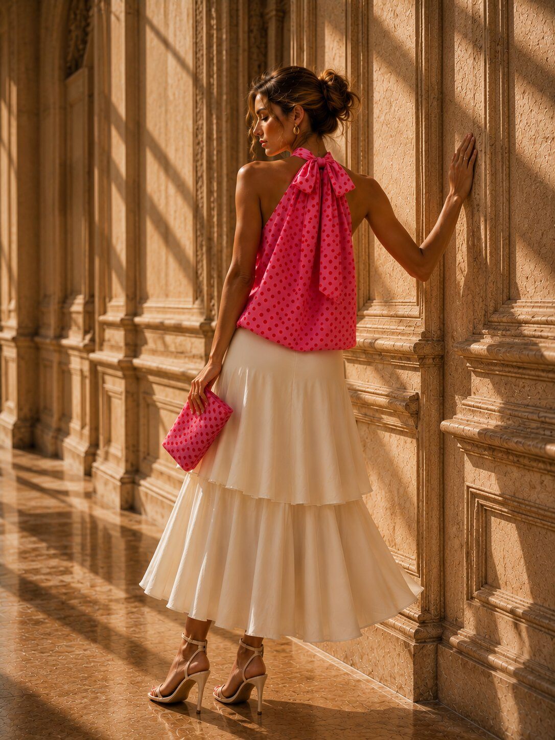 Mayorista J&L - Top fluido de lunares con cuello anudado