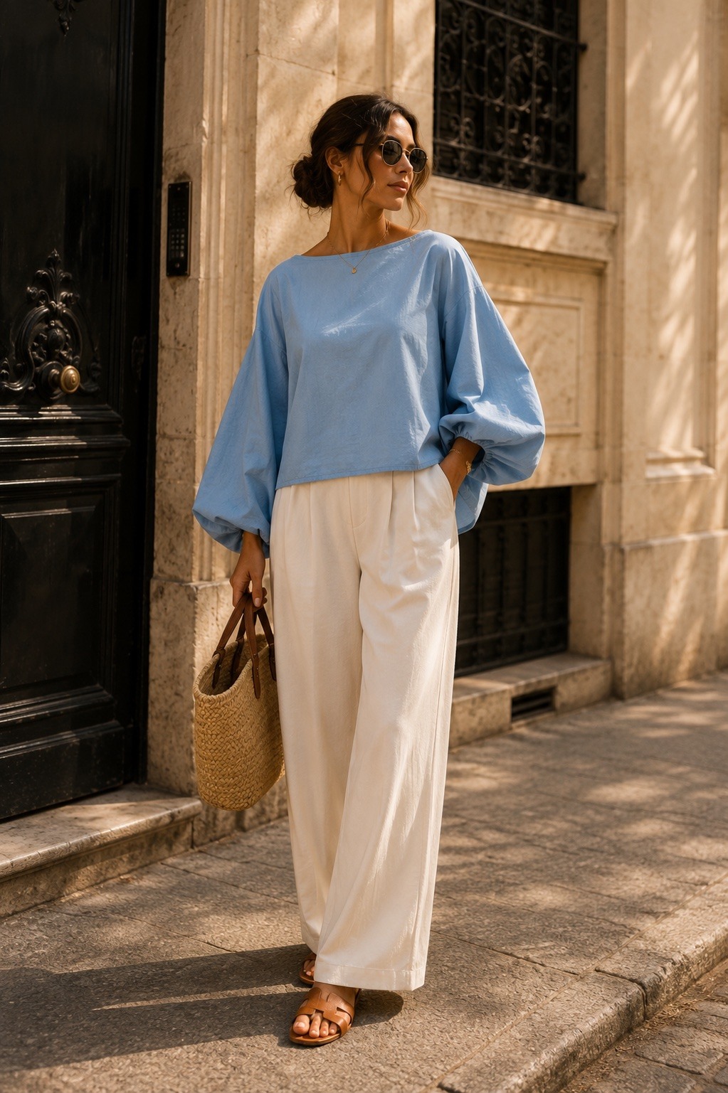 Mayorista J&L - Top Corto Fluido con Mangas Globo Oversize