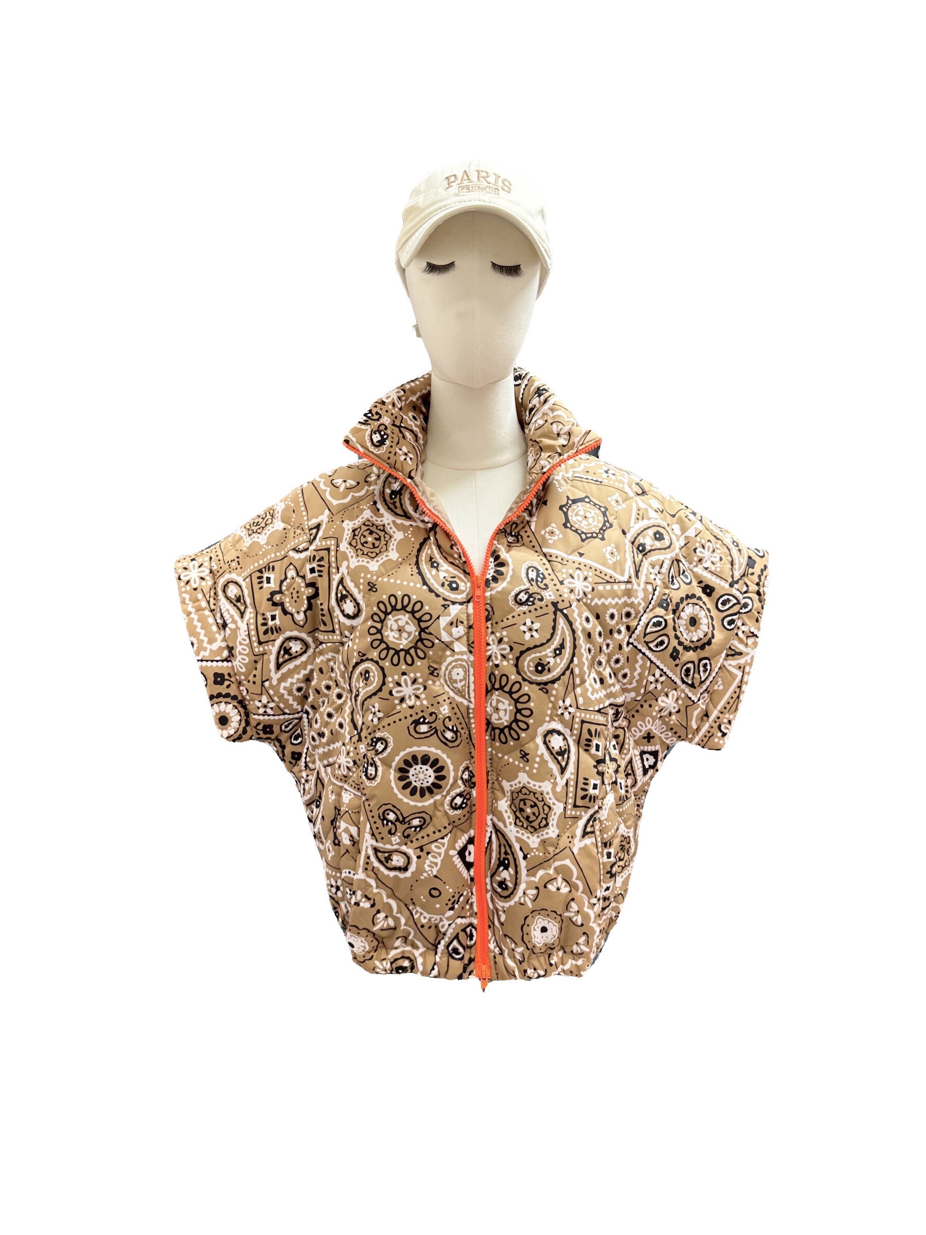 Wholesaler J&L - Short-Sleeved Quilted Jacket With Bandana Print