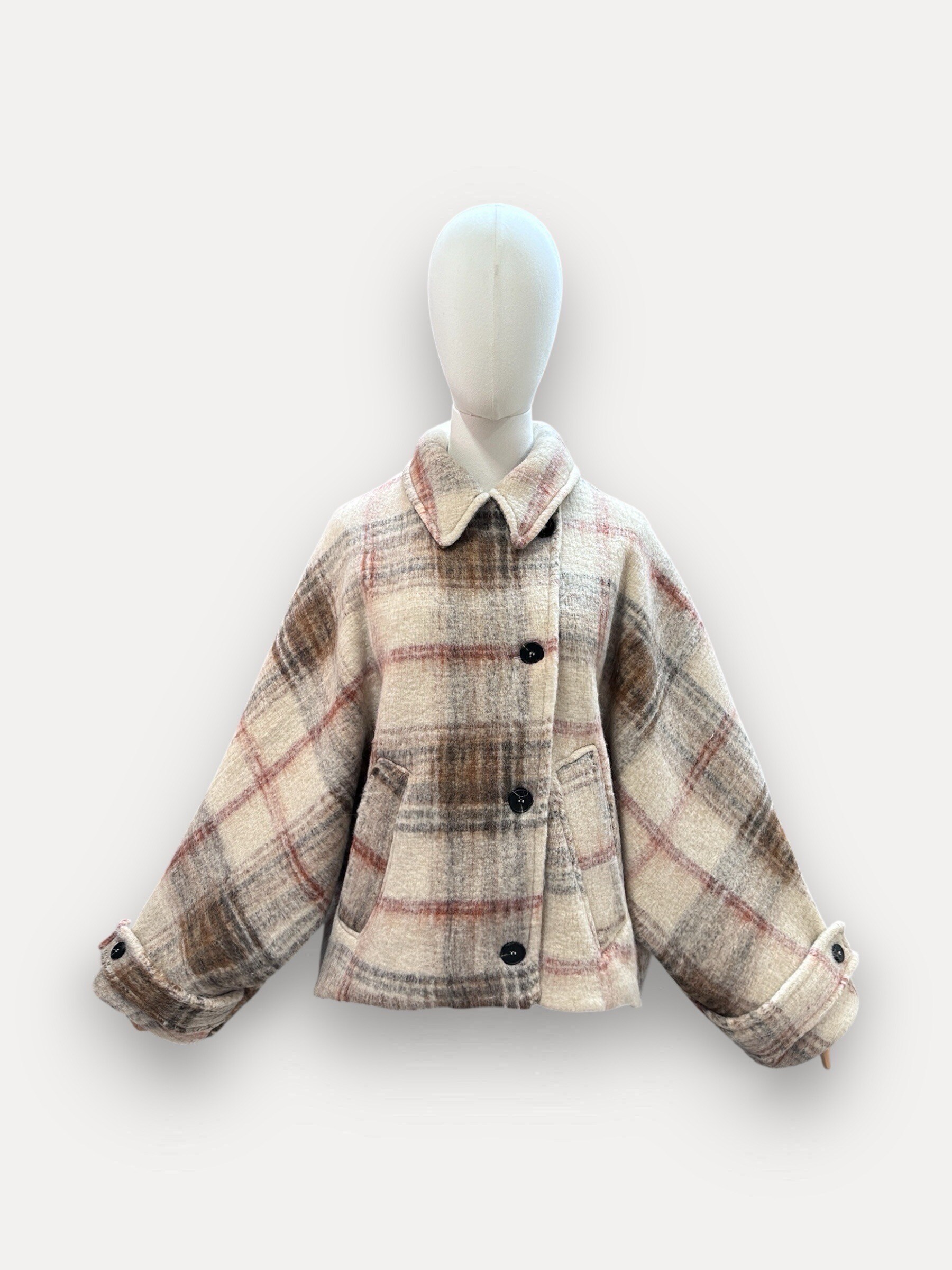 Grossiste J&L - Veste MARY à manches longues avec imprimé tartan en laine