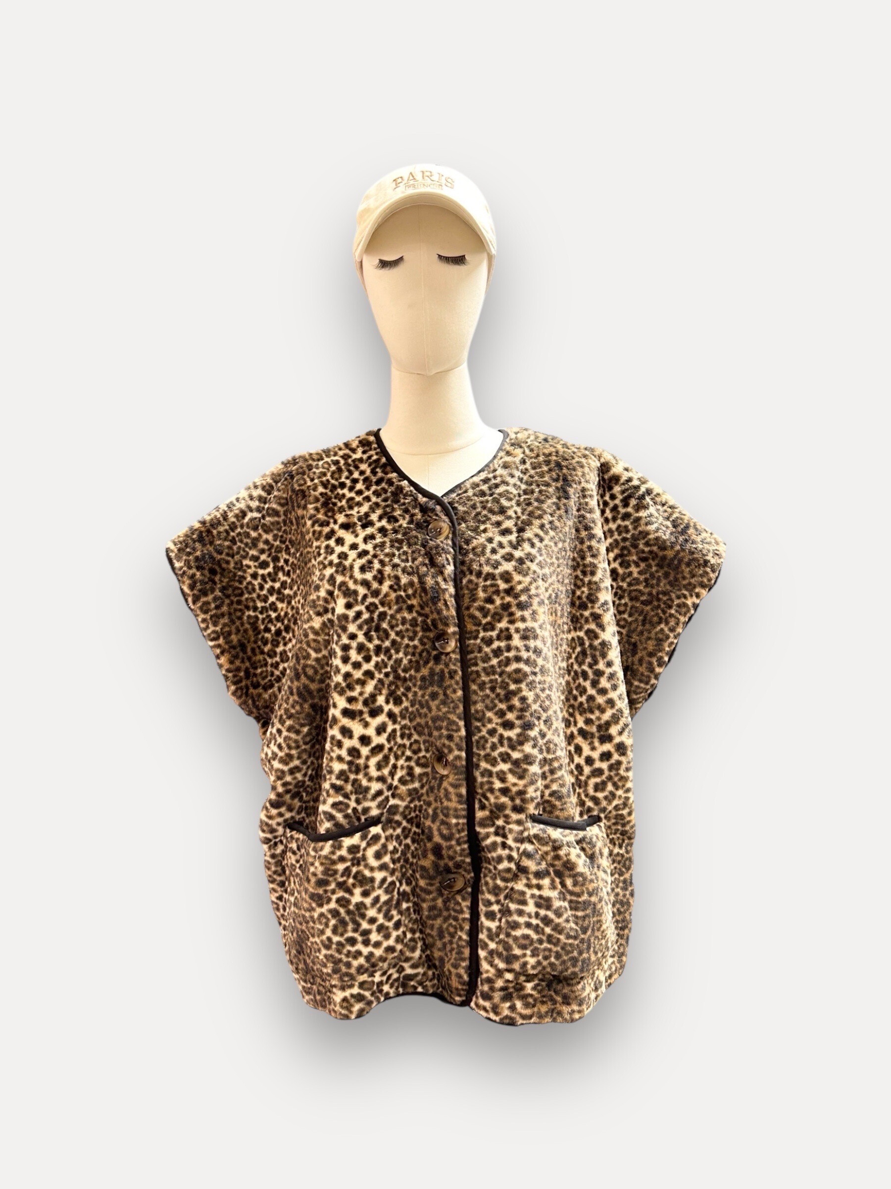 Wholesaler J&L - Leopard Pattern Short Pile Short Sleeve Jacket