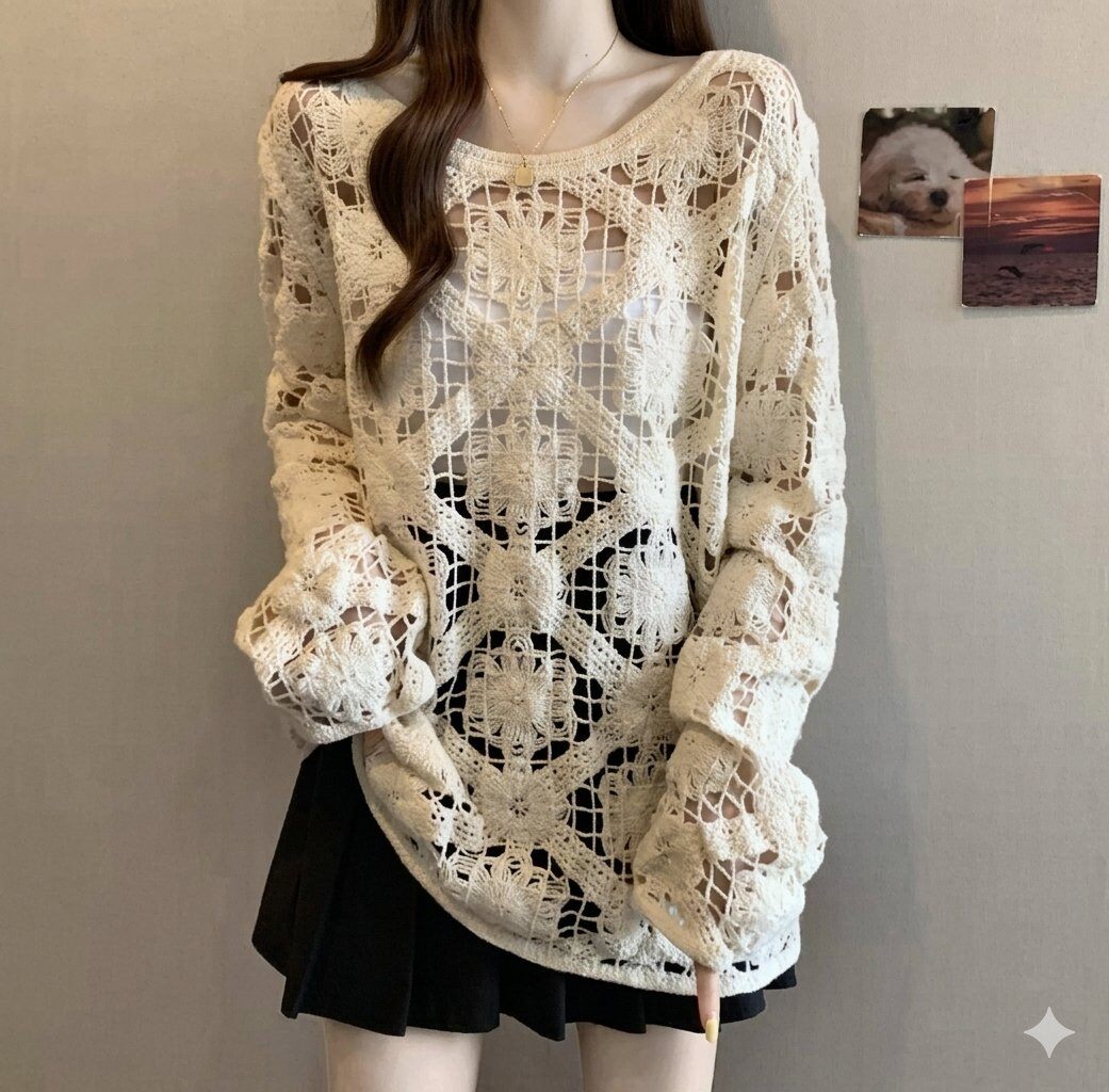 Wholesaler J MODA - Flower-Power Mesh Top