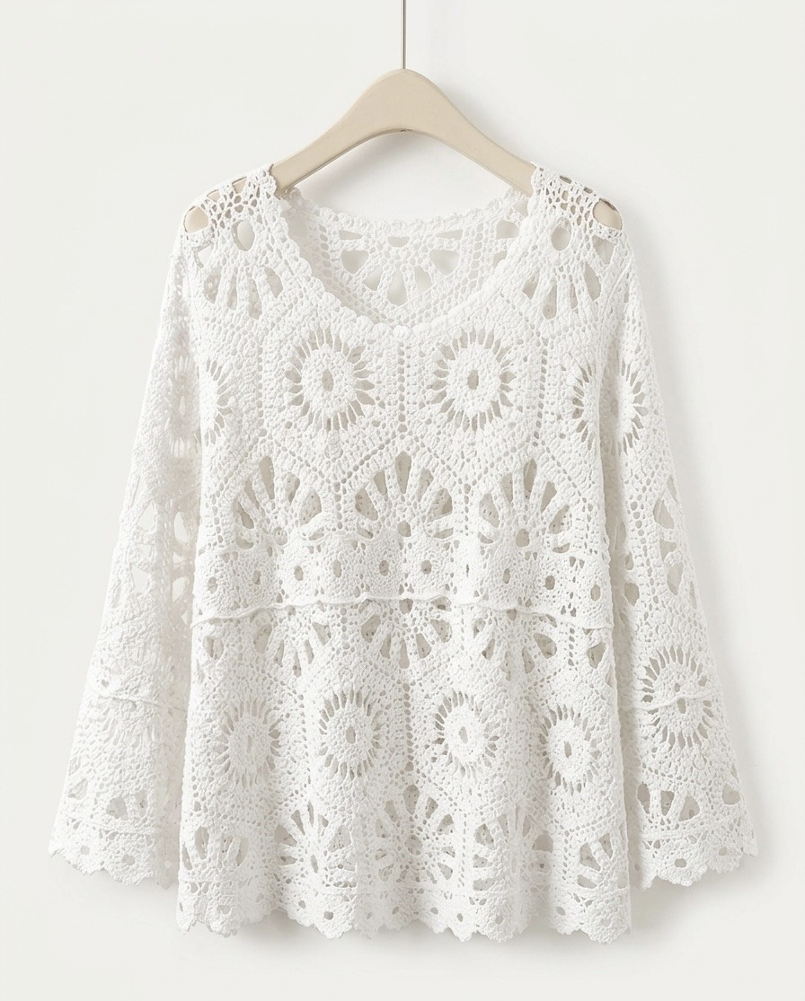 Wholesaler J MODA - Boho Crochet Poncho Top