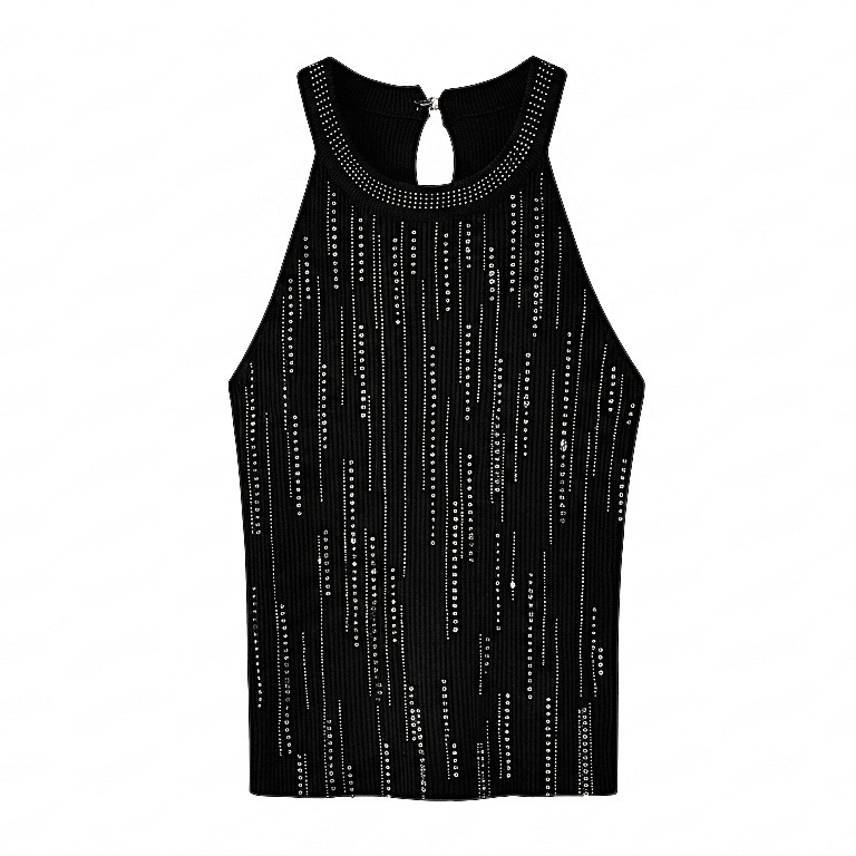 Wholesaler J MODA - Ribbed Halter Top with Sparkling Details – Elegance that Shines