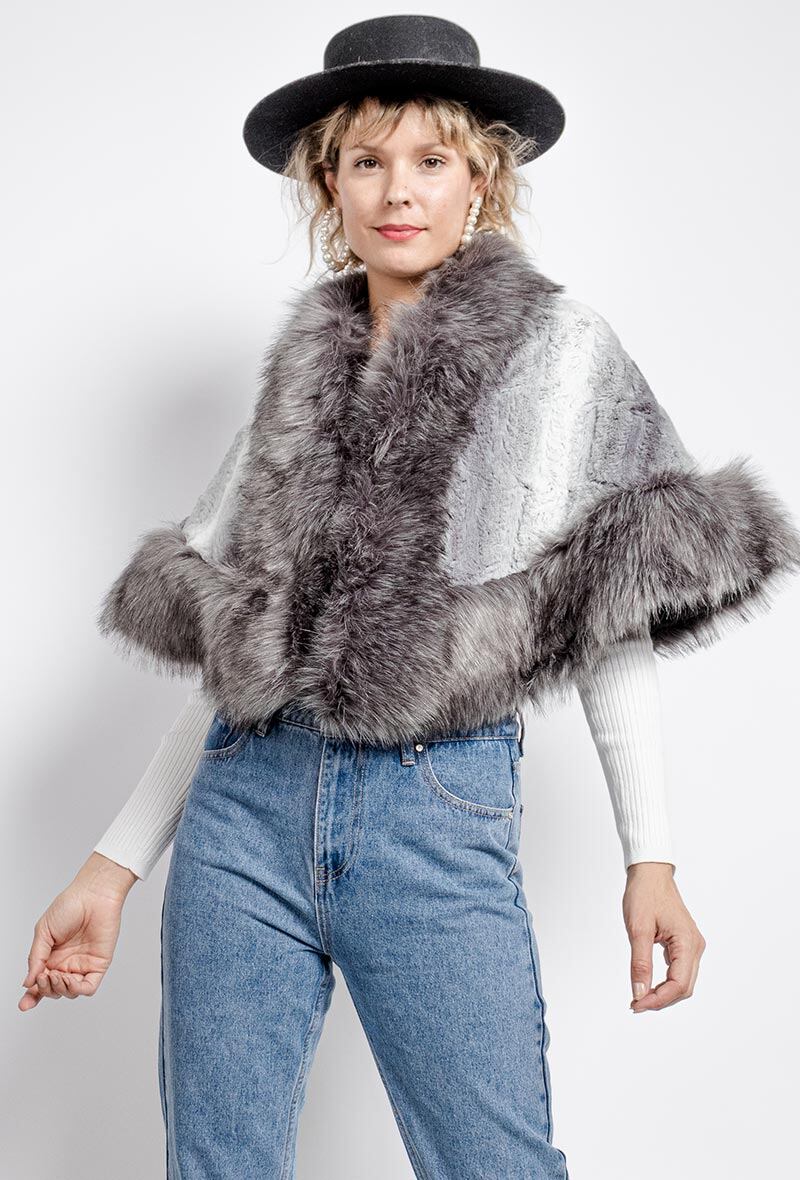 Wholesaler J & MY - FUR PONCHO
