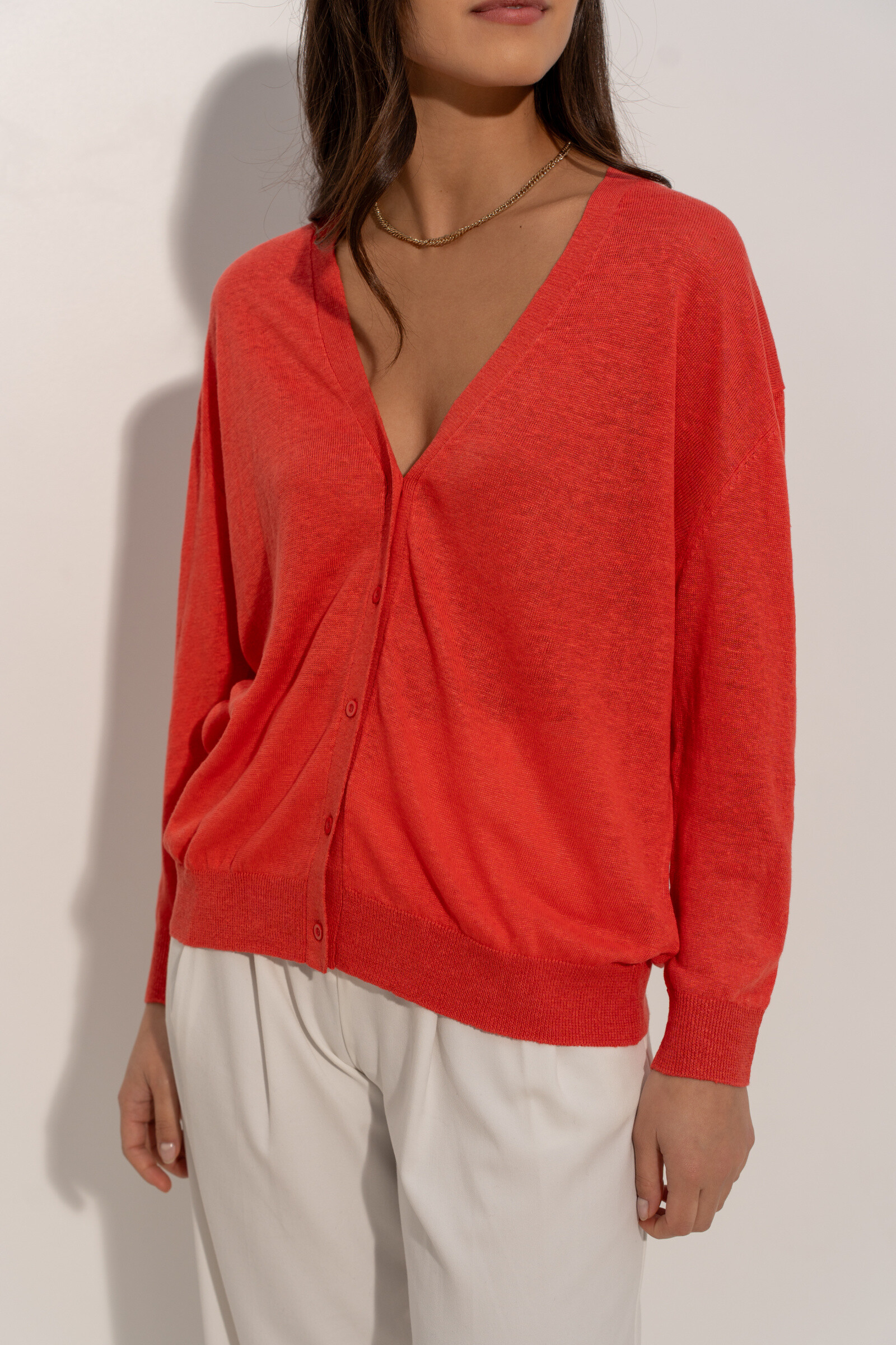 Großhändler J&W Paris - Übergroßer Leinen-Cardigan