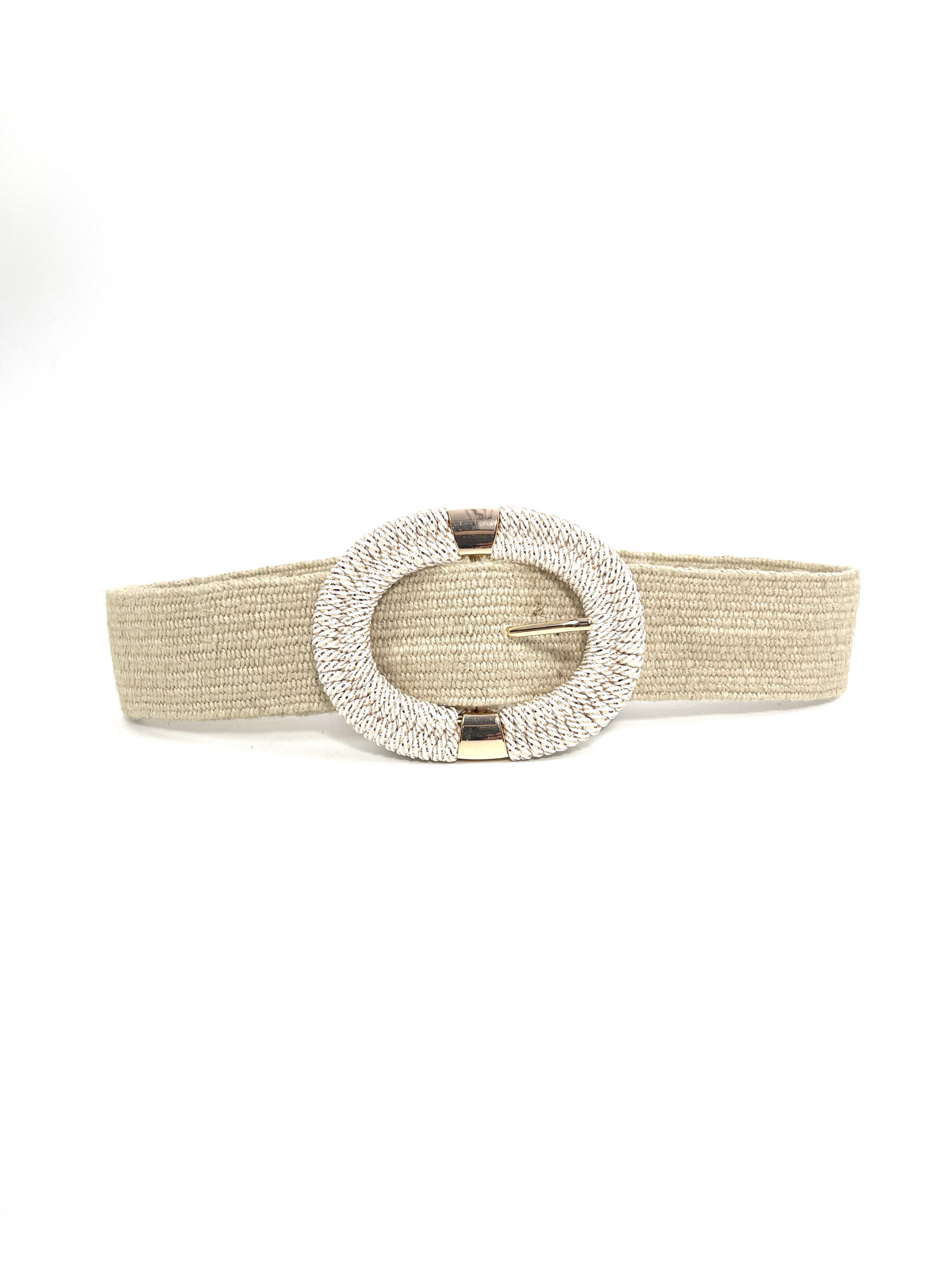 Wholesaler Jade&Clarisse - Round loop woven belt Ivory effect in linen