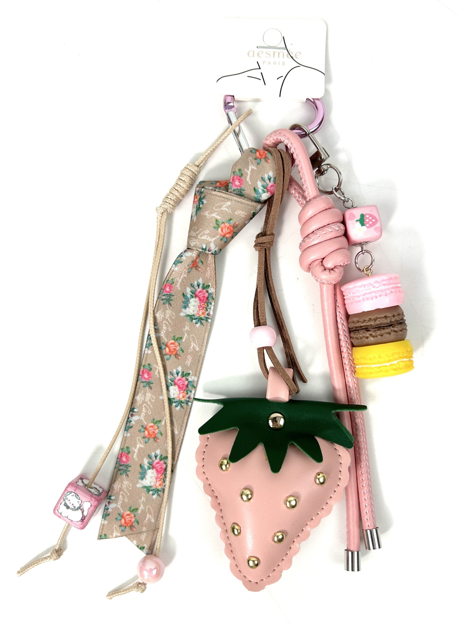 Grossiste Jade&Clarisse - PORTE CLÉ CHARMS SAC GRIGRI ULTRA MIGNON FRAISES ET FRIANDISES