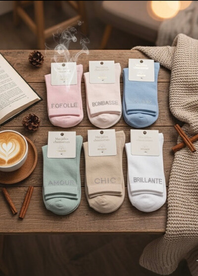 Grossiste Jade&Clarisse - CHAUSSETTES COTON À STRASS "FOFOLLE, BOMBASSE ETC" (LOT✖️6) Grossiste Jade&Clarisse - CHAUSSETTES COTON À STRASS "FOFOLLE, BOMBASSE ETC" (LOT✖️6)