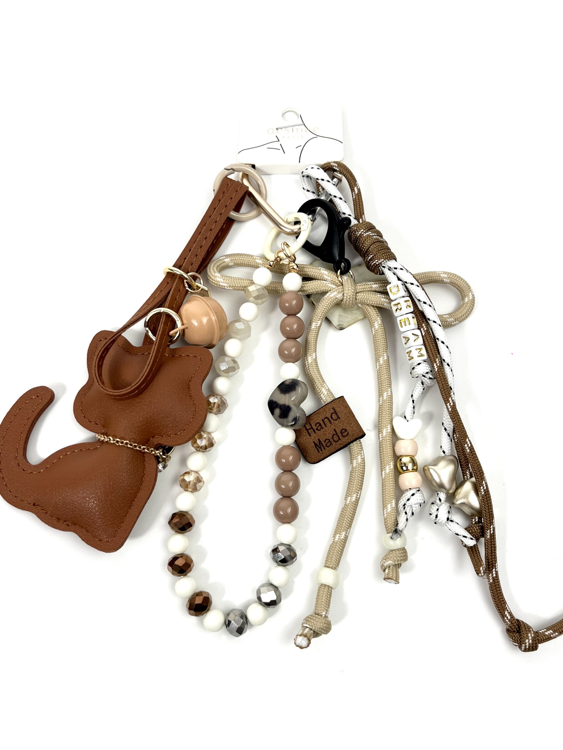 Grossiste Jade&Clarisse - PORTE CLÉ GRIGRI SAC ULTRA MIGNON PETIT CHAT PERLÉ