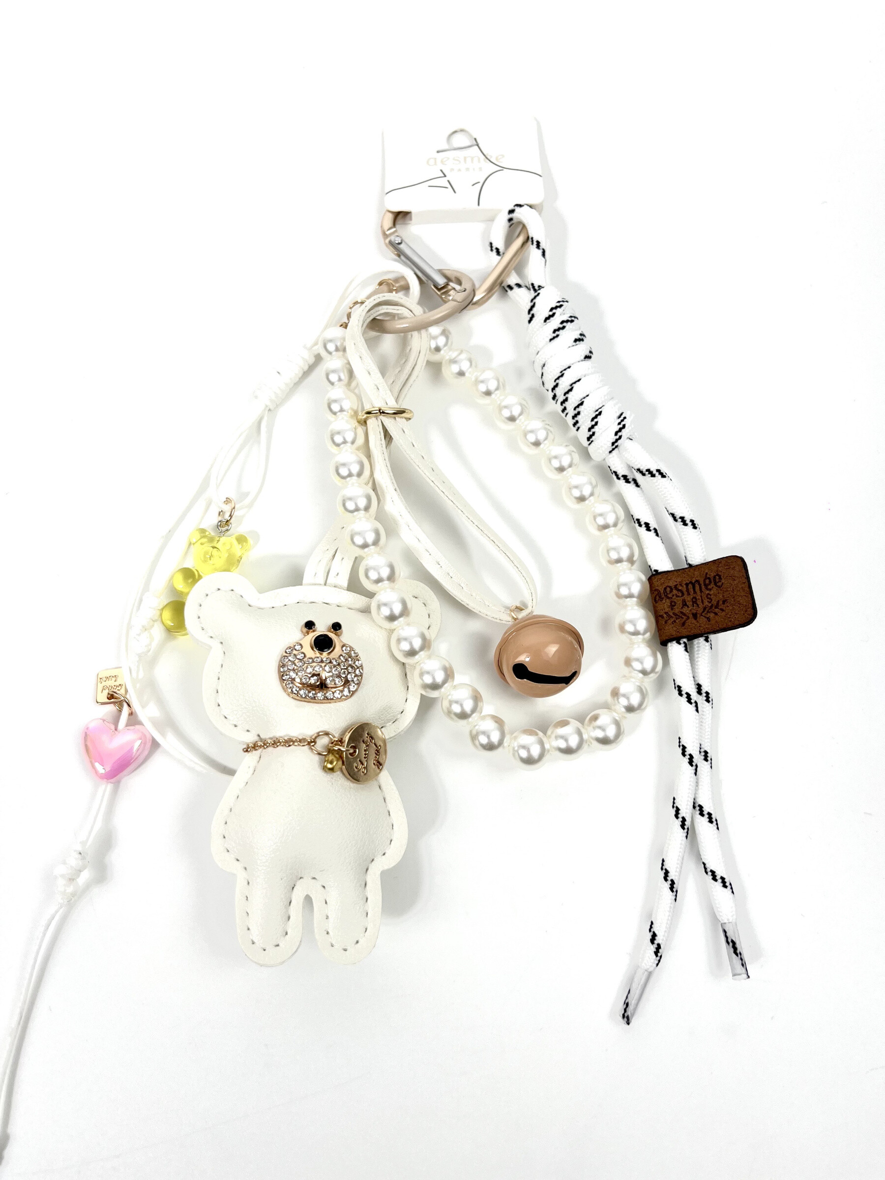 Grossiste Jade&Clarisse - PORTE CLÉ GRIGRI SAC ULTRA MIGNON PETIT OURSON PERLÉ
