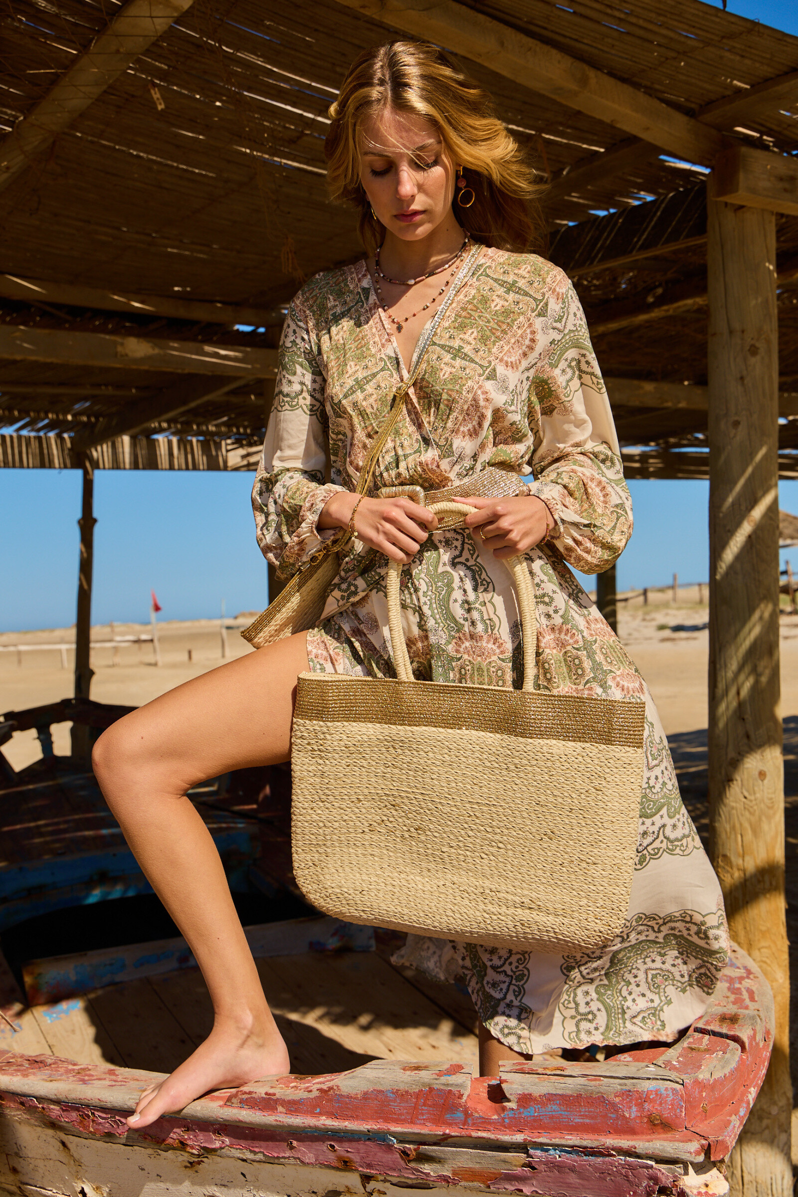 Wholesaler Jade&Clarisse - Large Bohemian paper shopping tote Yuki