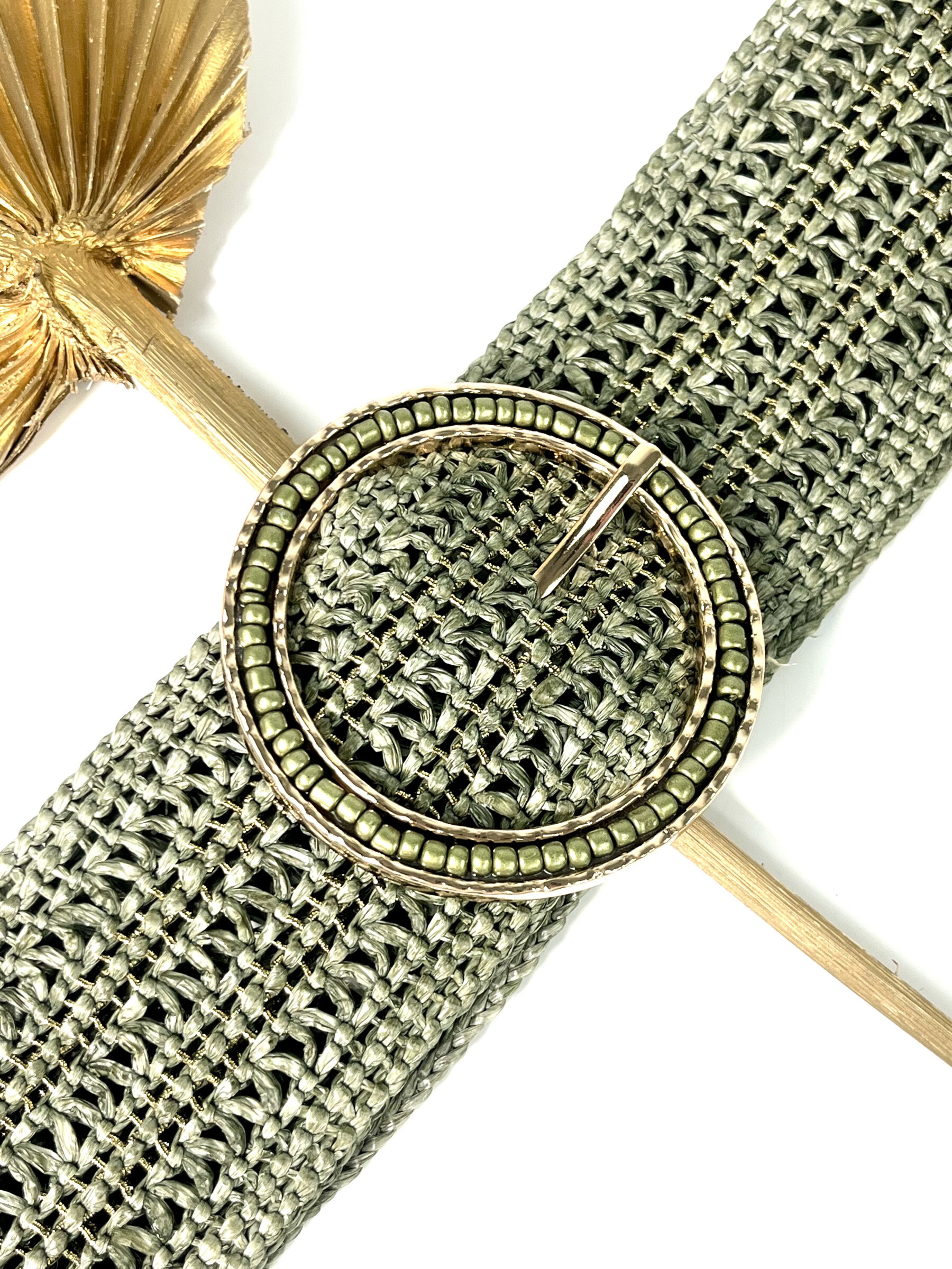 Wholesaler Jade&Clarisse - FILA WOVEN BOHEMIAN BELT WITH ROUND BEADED BUCKLE