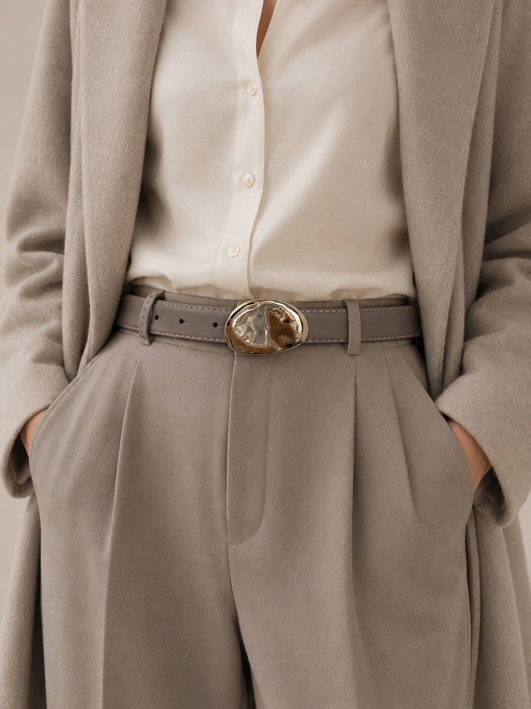 Wholesaler Jade&Clarisse - THIN BELT IN SPLIT COWLEATHER WITH GOLD OVAL BUCKLE