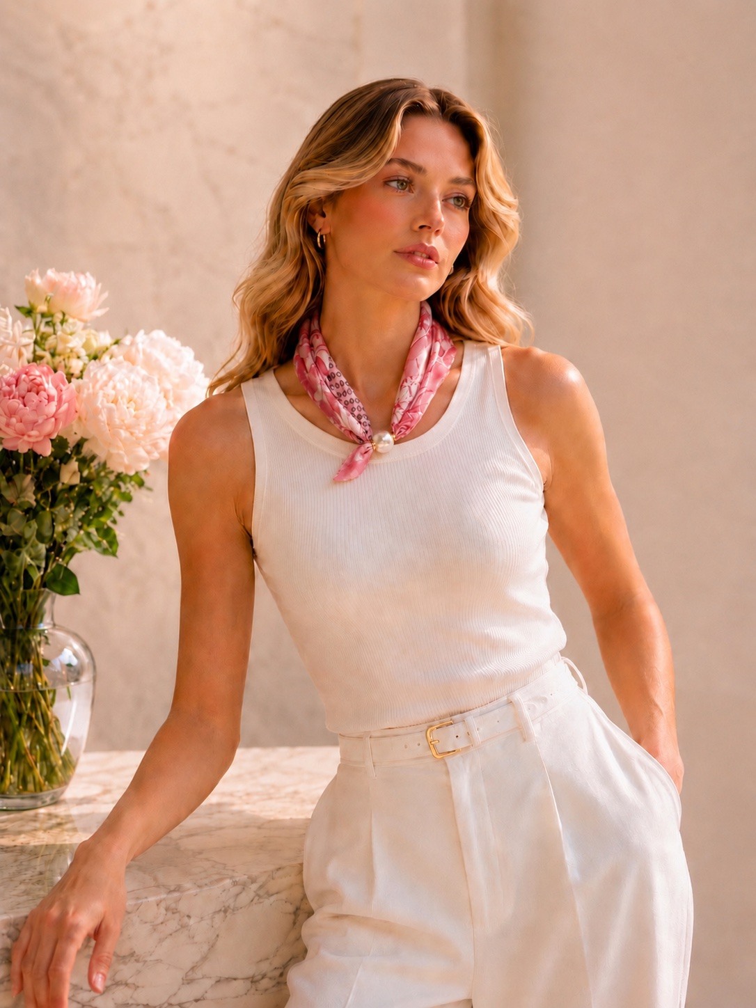 Grossiste Jade&Clarisse - FOULARD BIJOU FERMOIR PERLE MAGNÉTIQUE ELISA