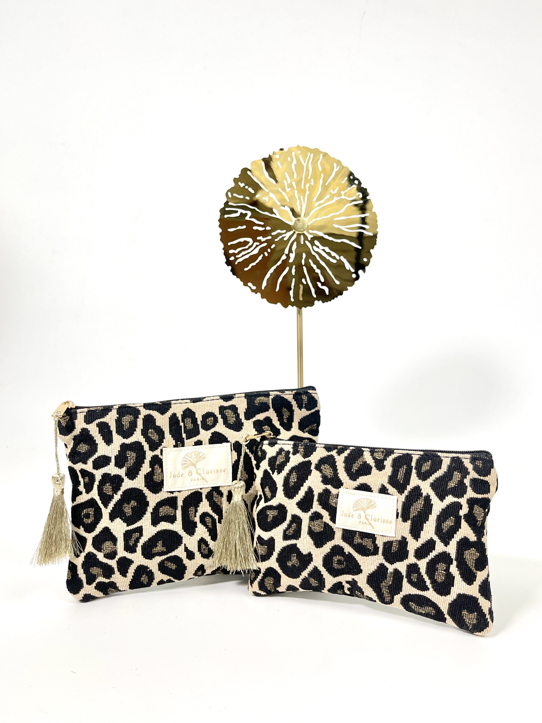 Wholesaler Jade&Clarisse - DOUBLE LEOPARD VELVET POUCHES