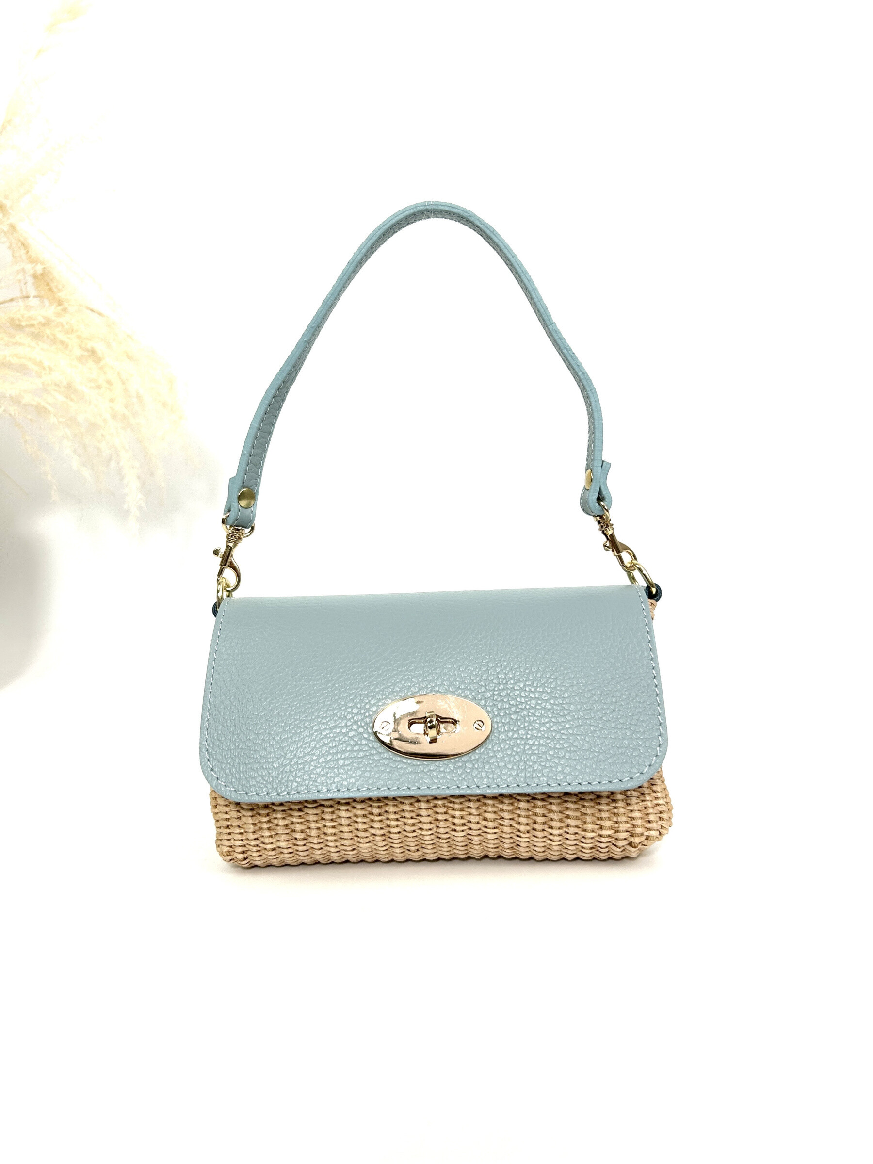 Wholesaler Jade&Clarisse - Handbag or shoulder strap in leather and Raphia Éléonora