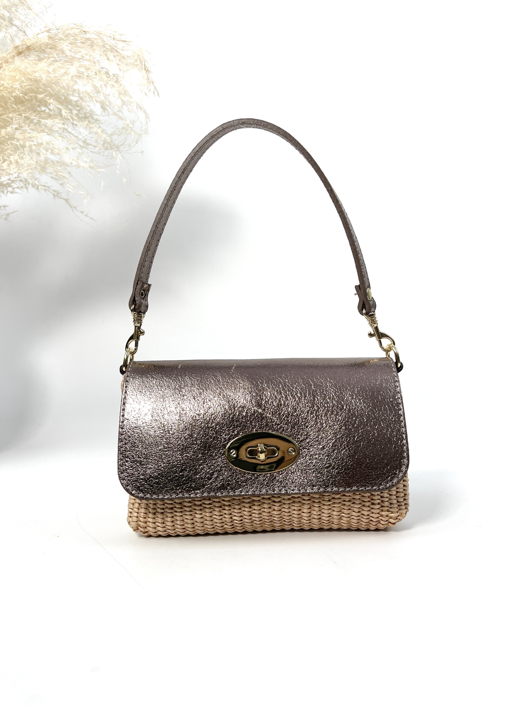 Großhändler Jade&Clarisse - Handtasche oder Schultergurt in Leder und Raphia Éléonora