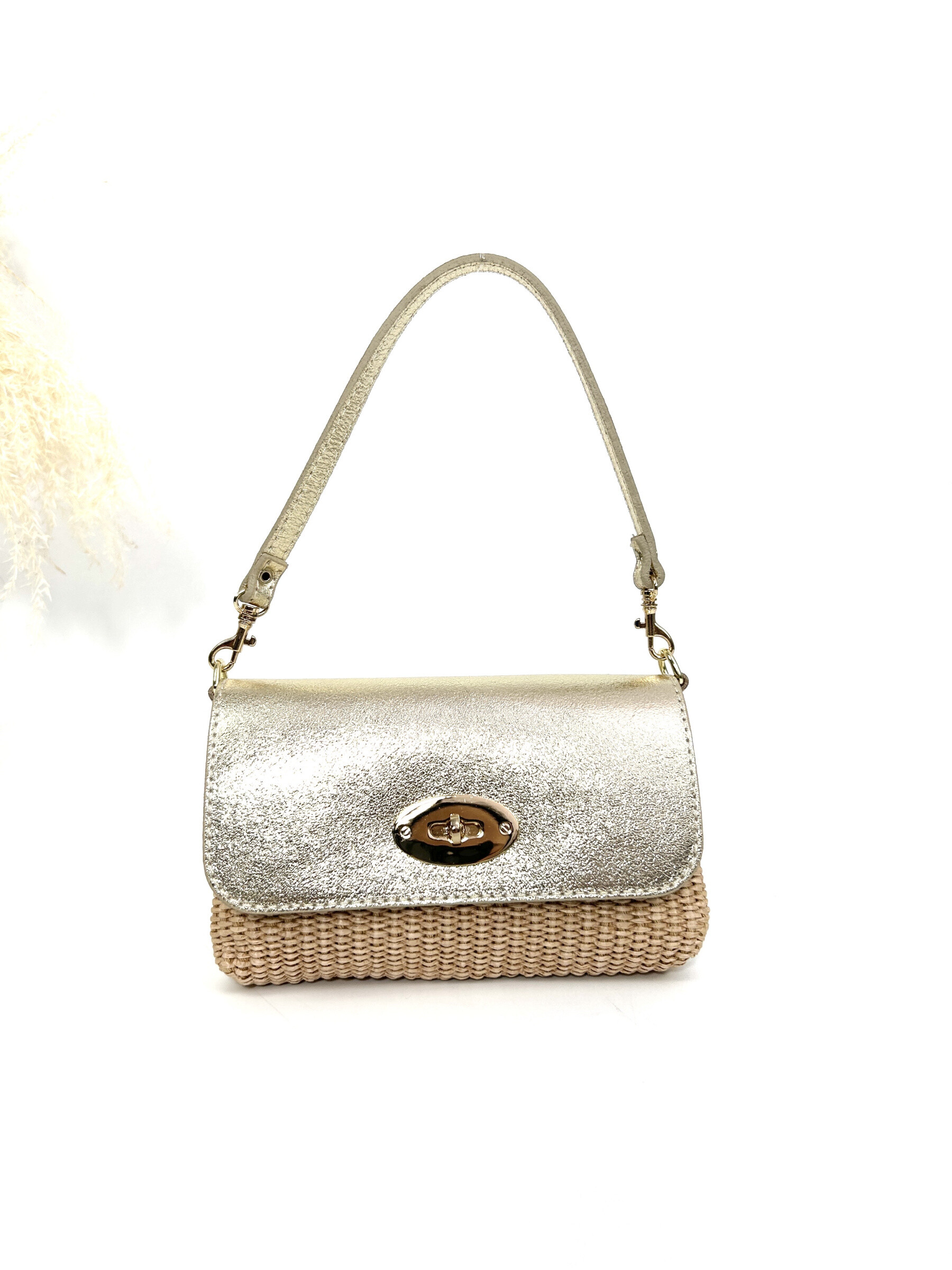 Wholesaler Jade&Clarisse - Handbag or shoulder strap in leather and Raphia Éléonora