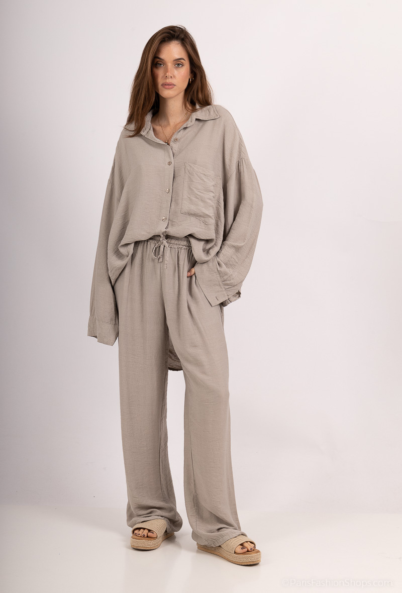 Wholesaler JADE - JADE LINEN-EFFECT SHIRT AND TROUSERS SET