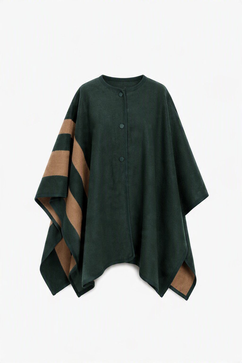 Grossiste JAMILLA - Poncho Cape avec Bouton, Col Rond et Intérieur Rayé