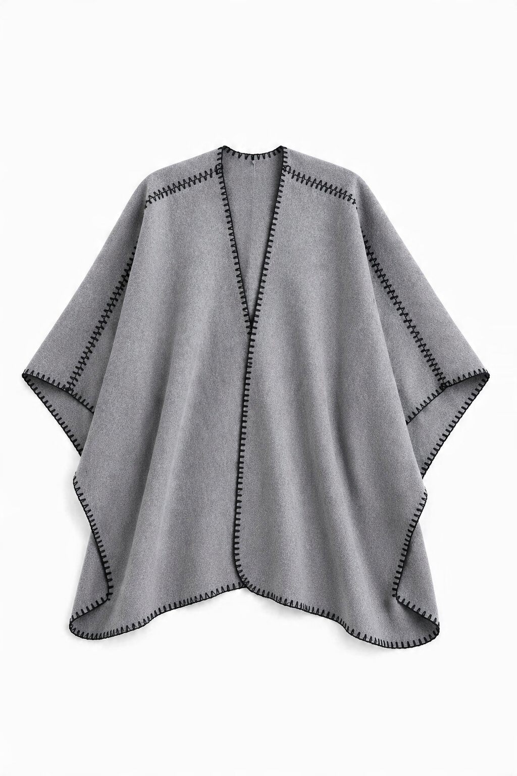 Grossiste JAMILLA - Poncho Manteau en Drap avec Coutures Décoratives Contrastées