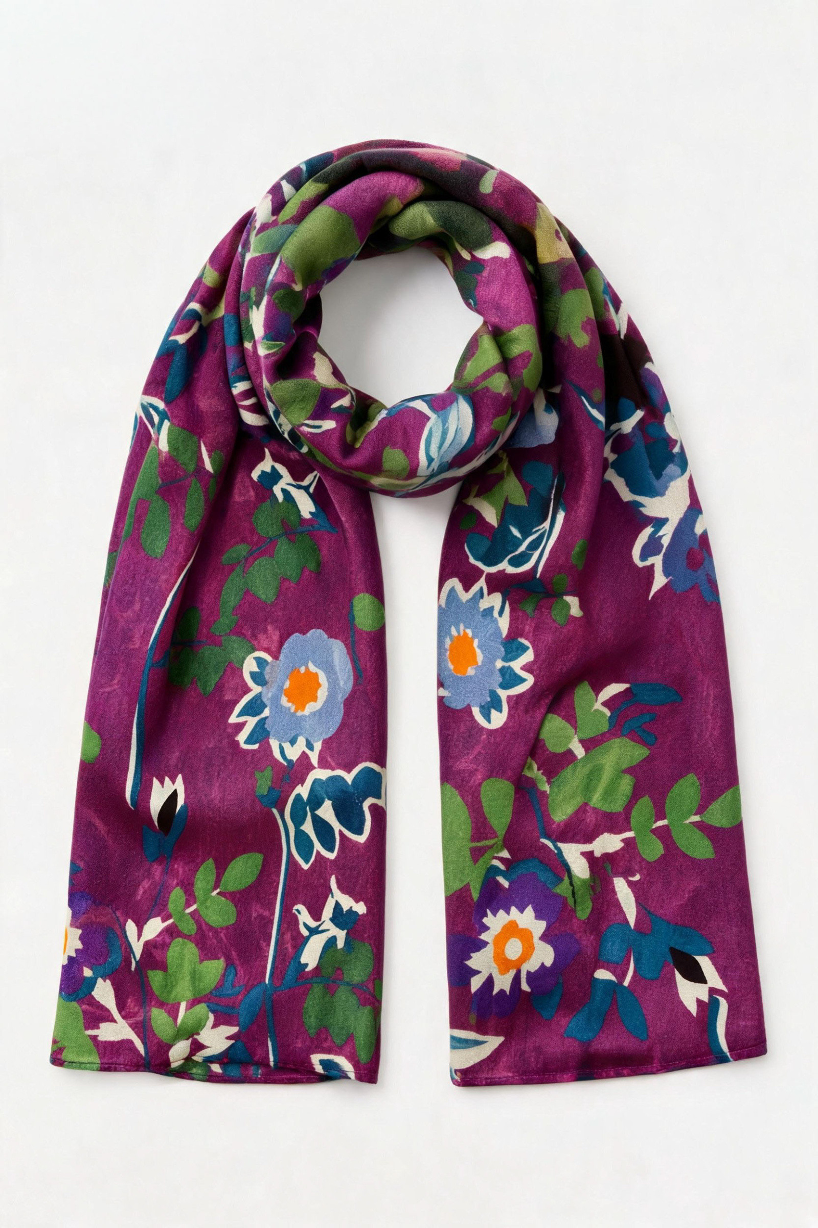 Mayorista JAMILLA - Bufanda Estola Ancha de Tejido Ligero con Estampado Floral y Motivos Botánicos