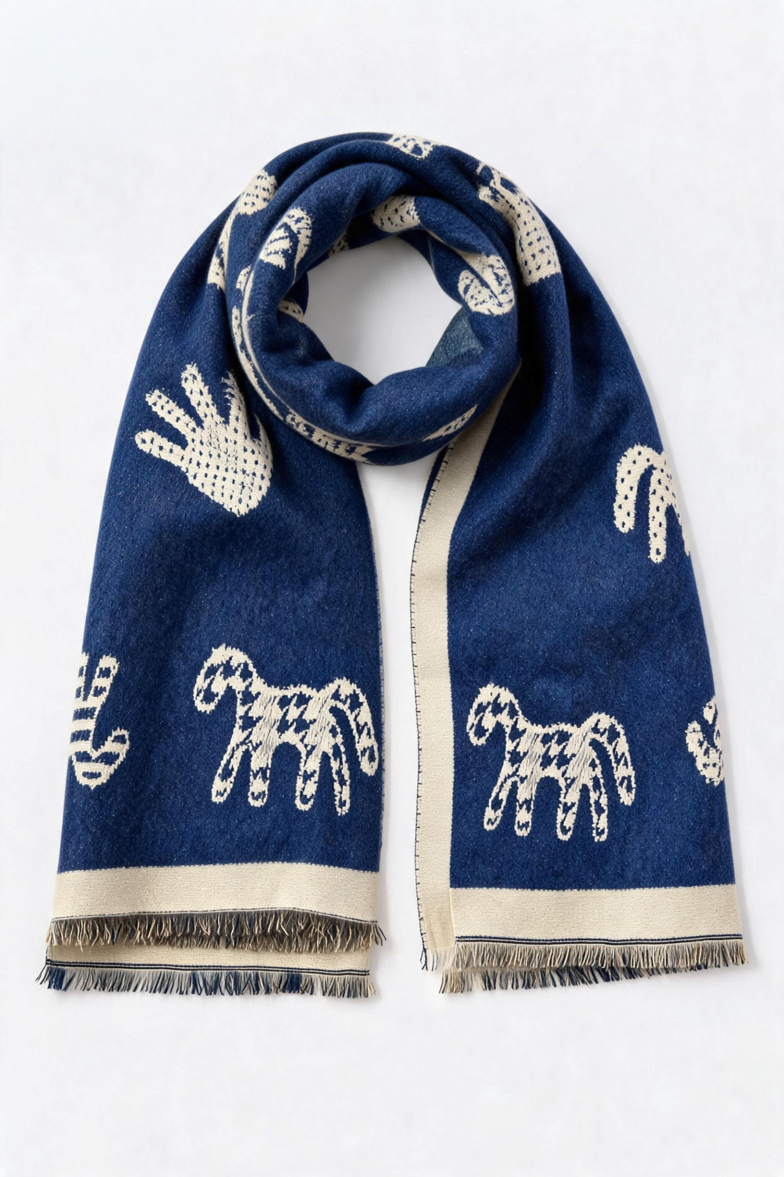 Mayorista JAMILLA - Bufanda Estola Suave en Hilo Cálido Jacquard con Diseño Figurativo y Borde en Contraste