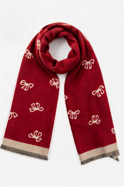 Großhändler JAMILLA - Weiche Jacquard-Webschal-Stola mit Figürlichem Schleifenmuster und Kontrastierendem Rand Großhändler JAMILLA - Weiche Jacquard-Webschal-Stola mit Figürlichem Schleifenmuster und Kontrastierendem Rand
