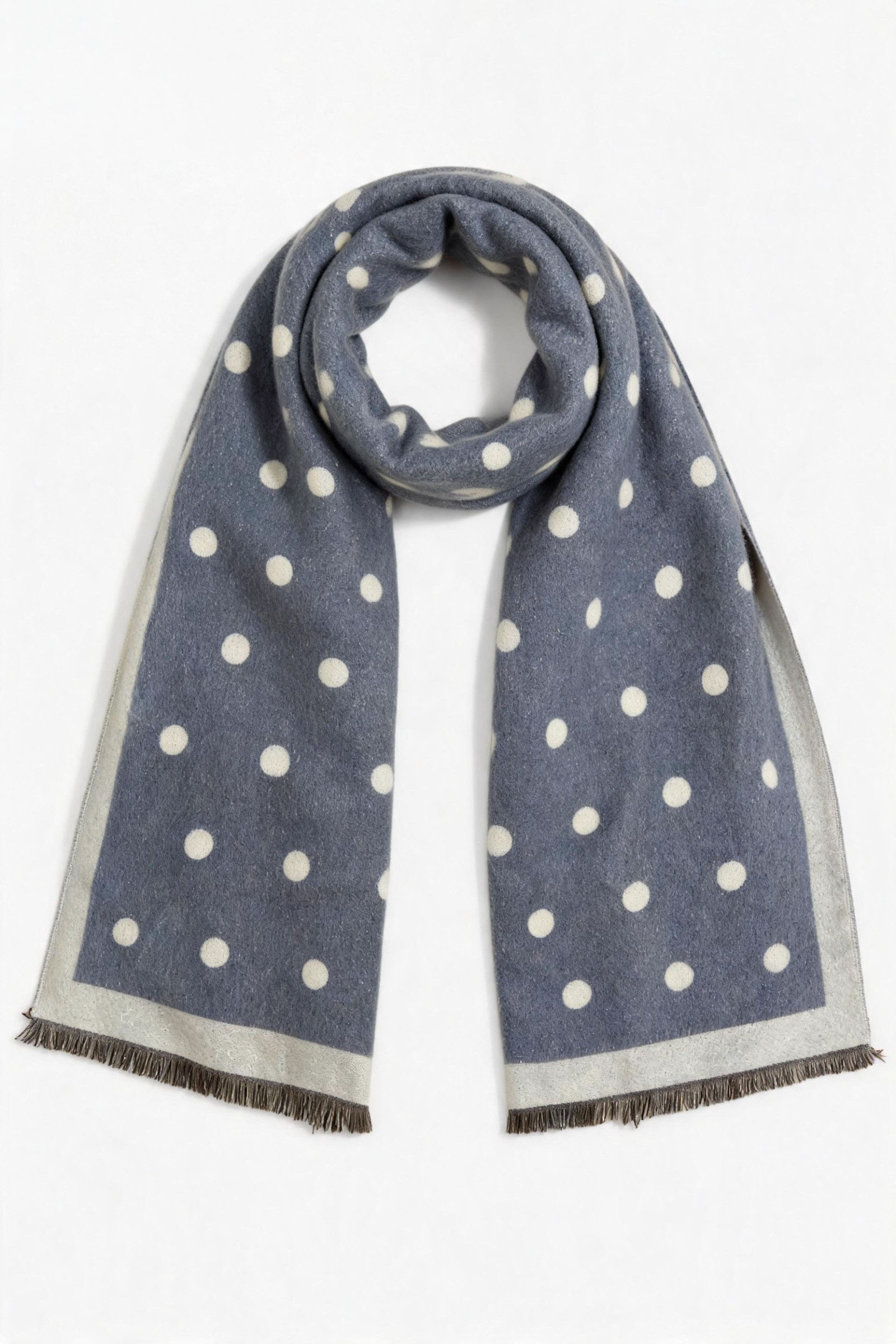 Wholesaler JAMILLA - Soft Jacquard Weave Scarf Shawl with Polka Dot Print and Contrast Border