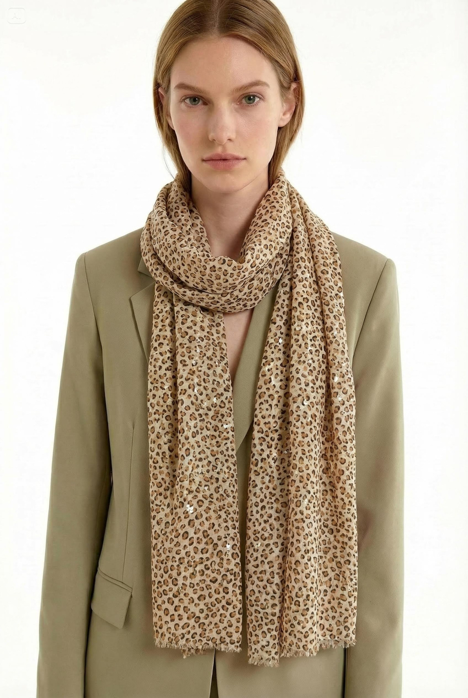 Grossista Jamilla - Sciarpa stampata leopardata con lurex