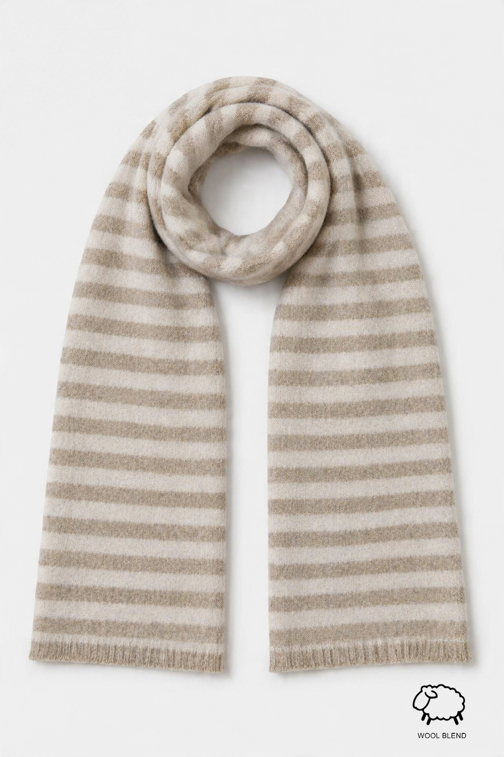 Wholesaler JAMILLA - Soft Wool Blend Scarf Shawl with Regular Horizontal Stripe Print