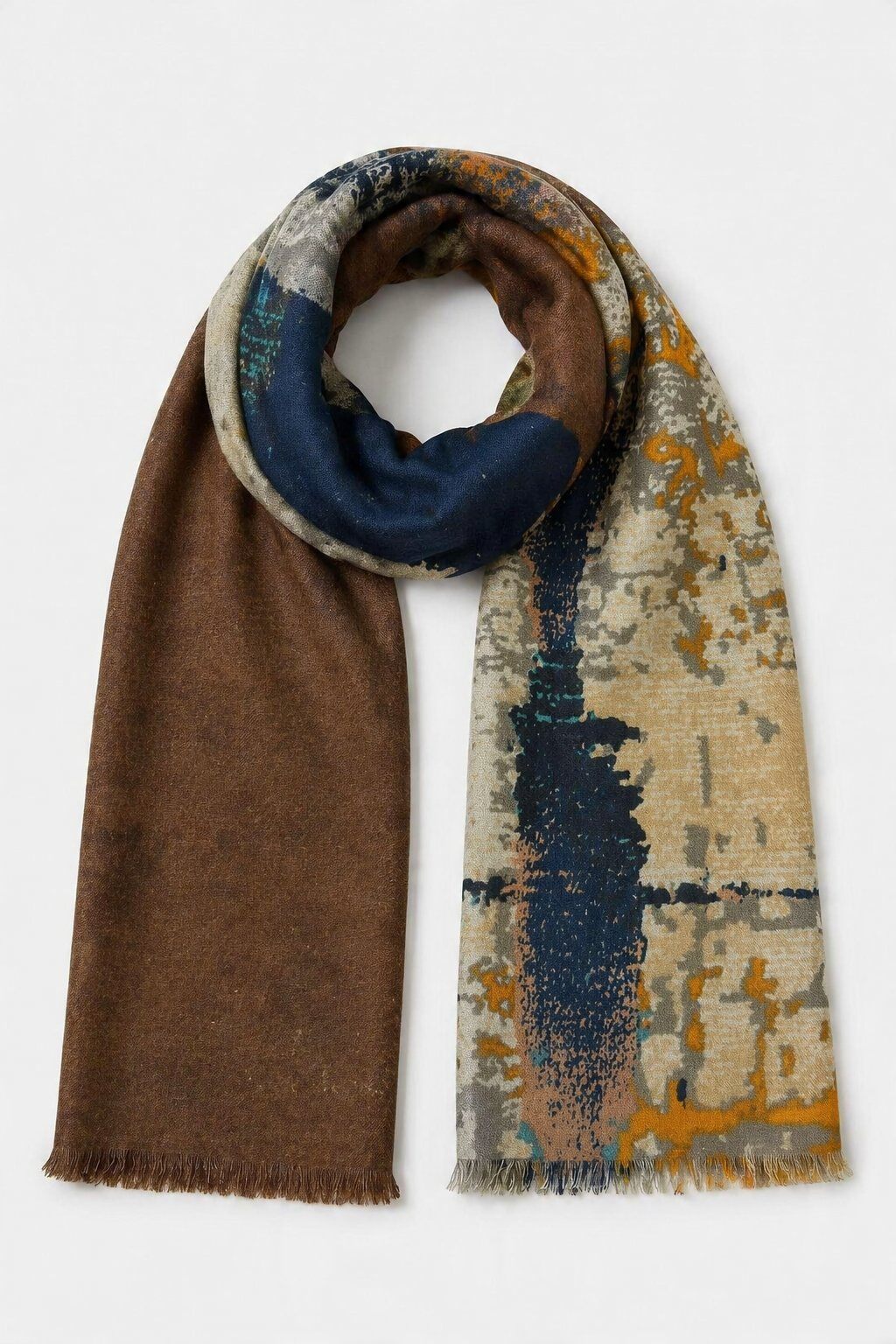 Mayorista JAMILLA - Bufanda Estola Ancha con Estampado Abstracto de Pinceladas y Micro-Flecos